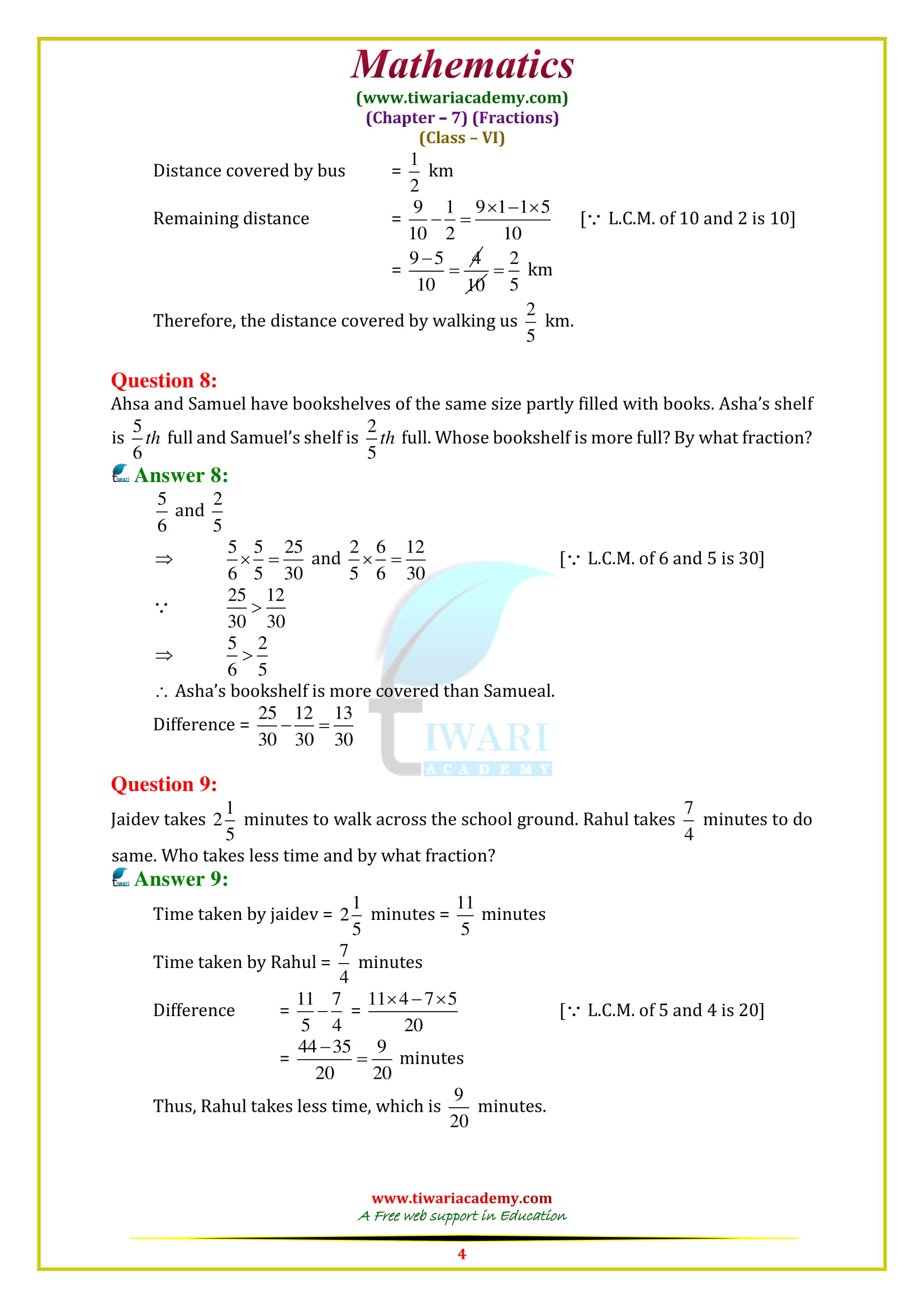 NCERT Solutions for Class 6 Maths Chapter 7