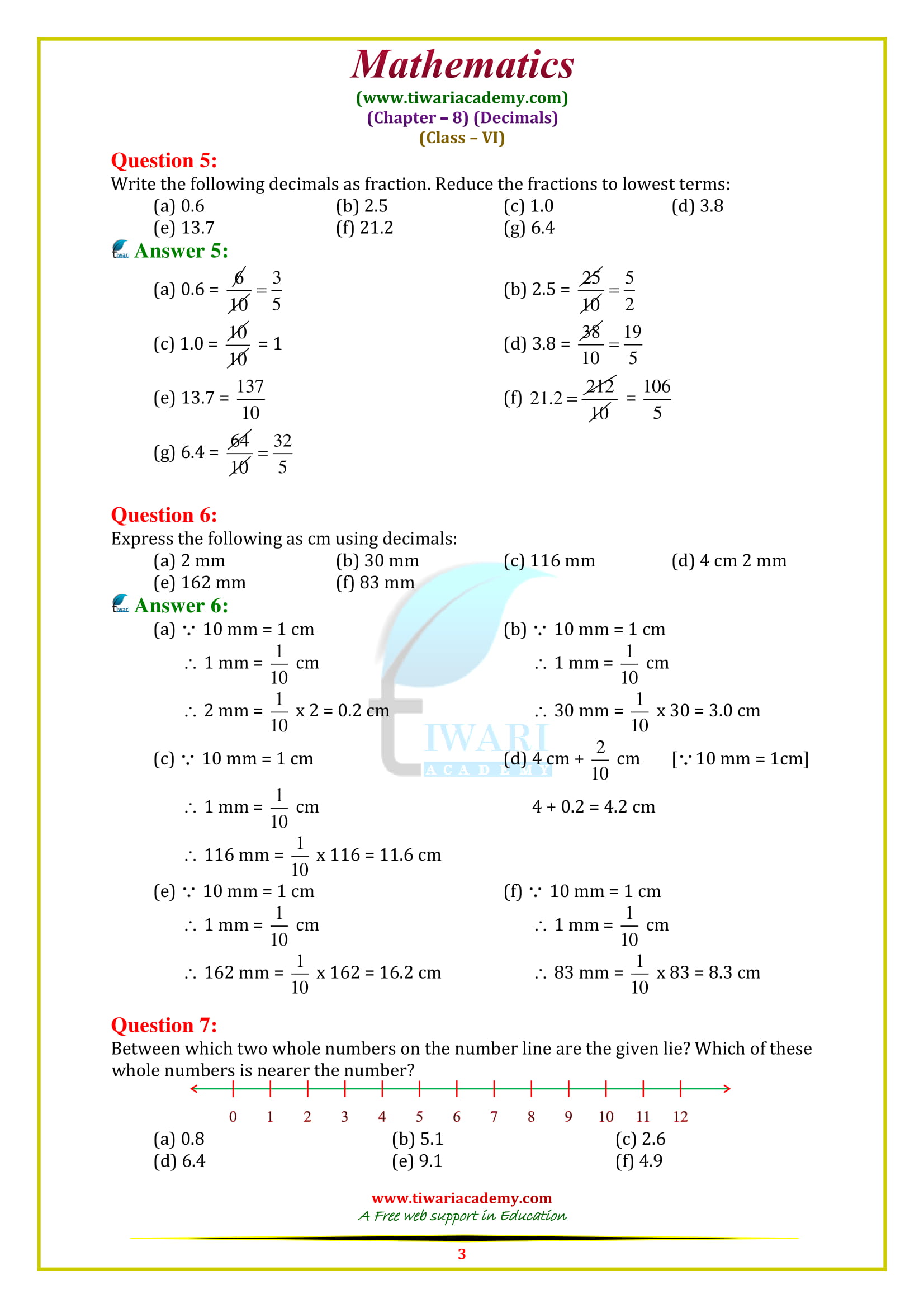 NCERT Solutions for Class 6 Maths Chapter 8 Exercise 8.1 in english medium