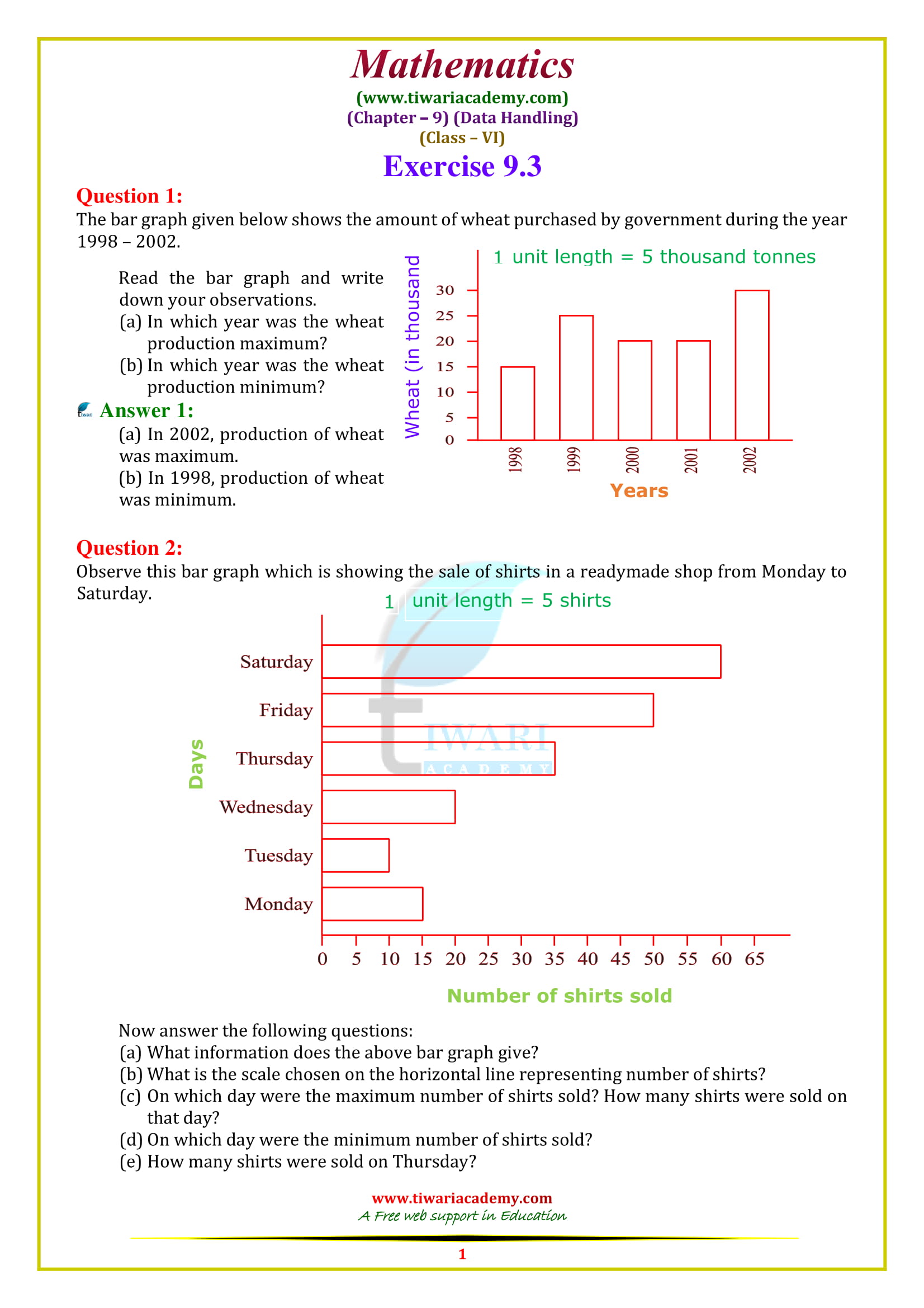 NCERT Solutions for Class 6 Maths Chapter 9 Exercise 9.3