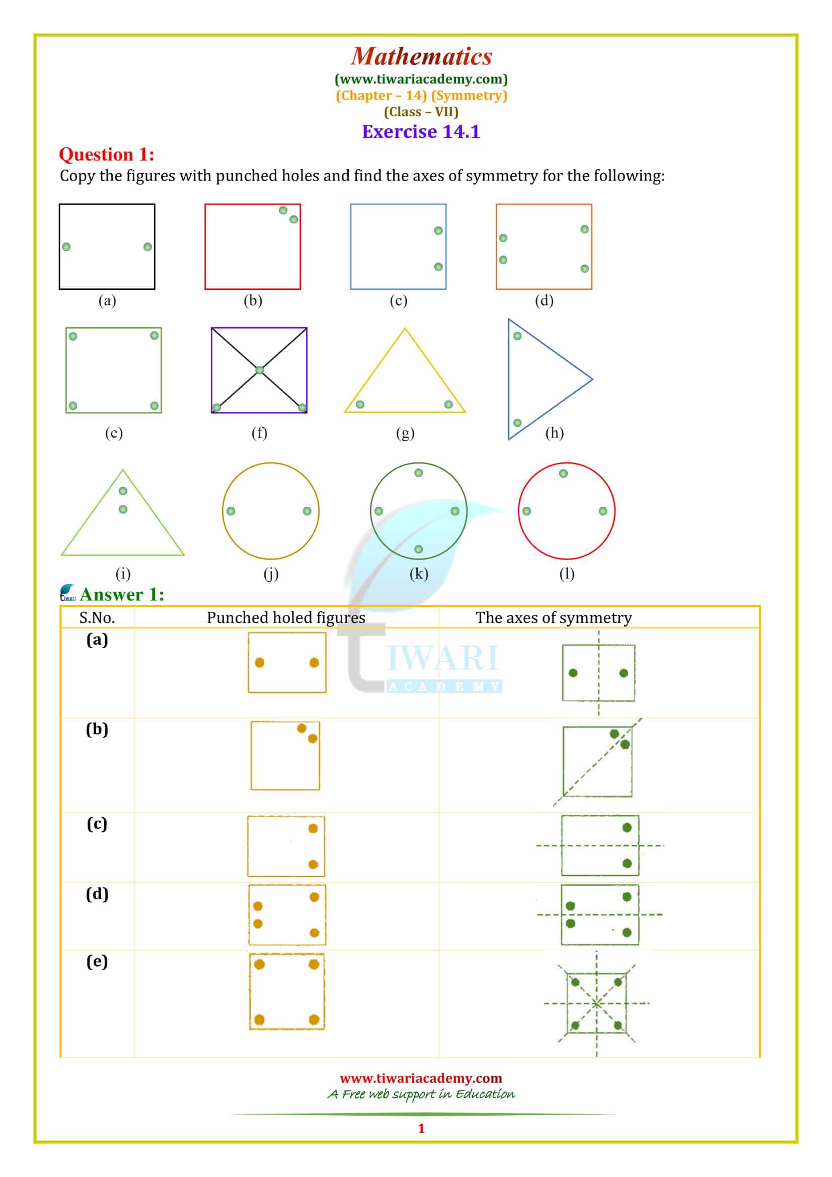 Class 7 Maths Chapter 14 Exercise 14.1