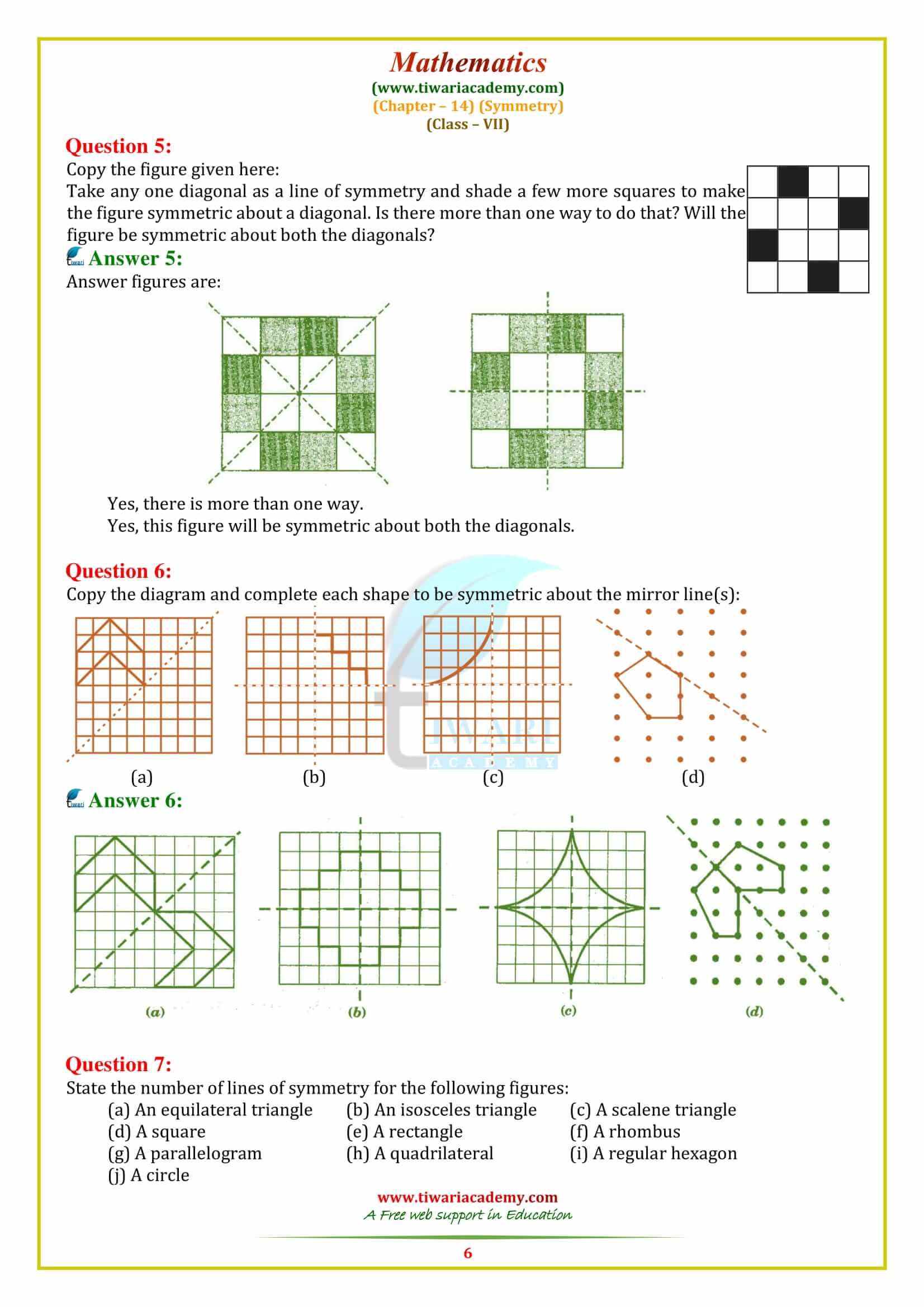 Class 7 Maths Chapter 14 Exercise 14.1 for mp and cbse board