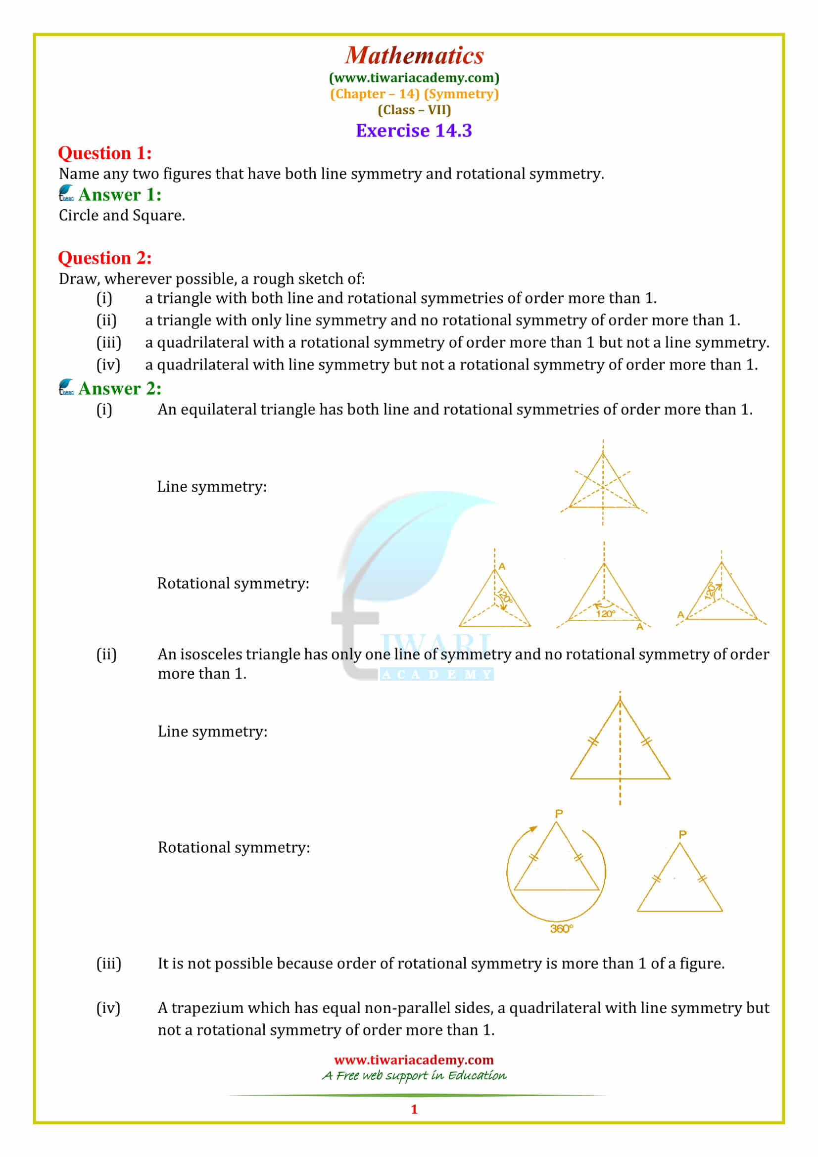 7 Maths Chapter 14 Exercise 14.3