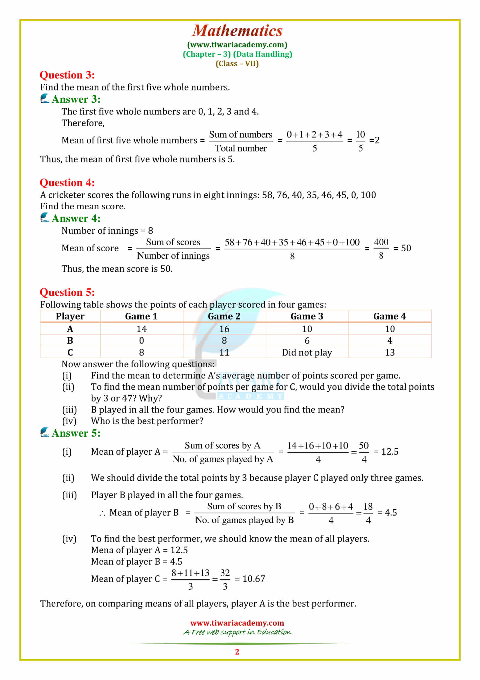 NCERT Solutions for Class 7 Maths Chapter 3 Exercise 3.1