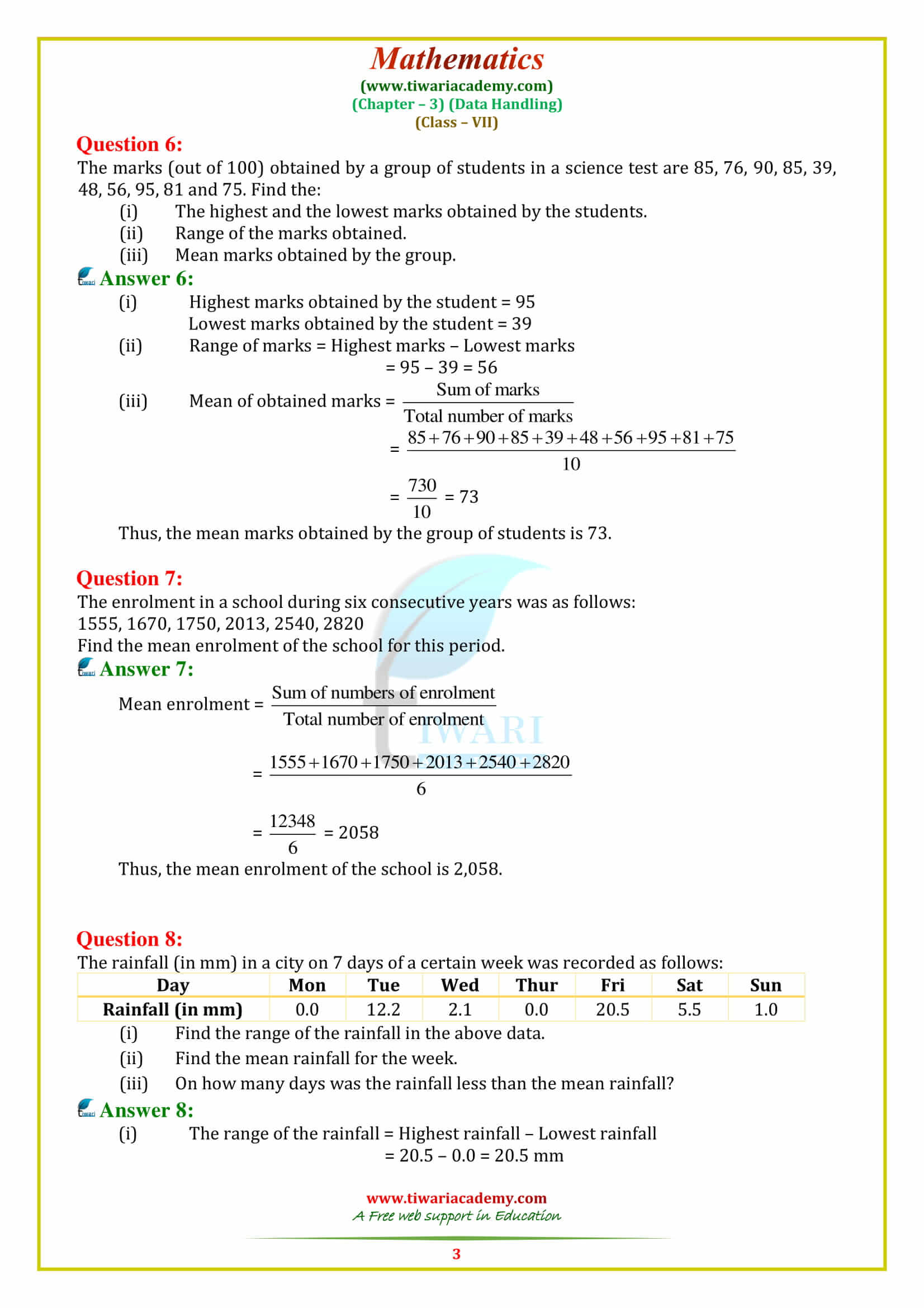 NCERT Solutions for Class 7 Maths Chapter 3 Exercise 3.1 in pdf form