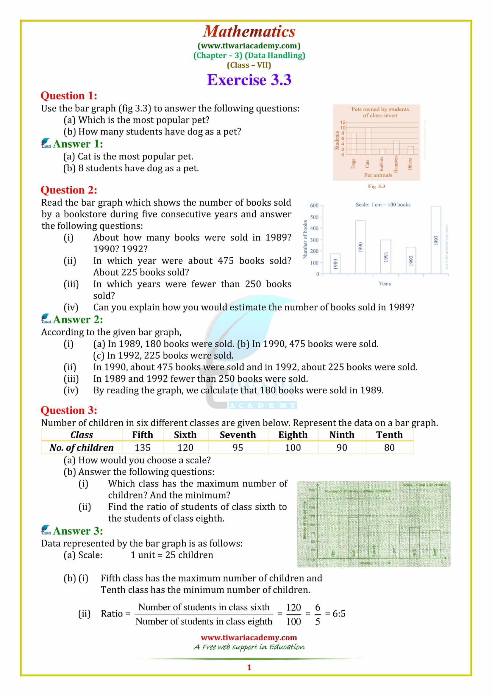 NCERT Solutions for Class 7 Maths Chapter 3 Exercise 3.3