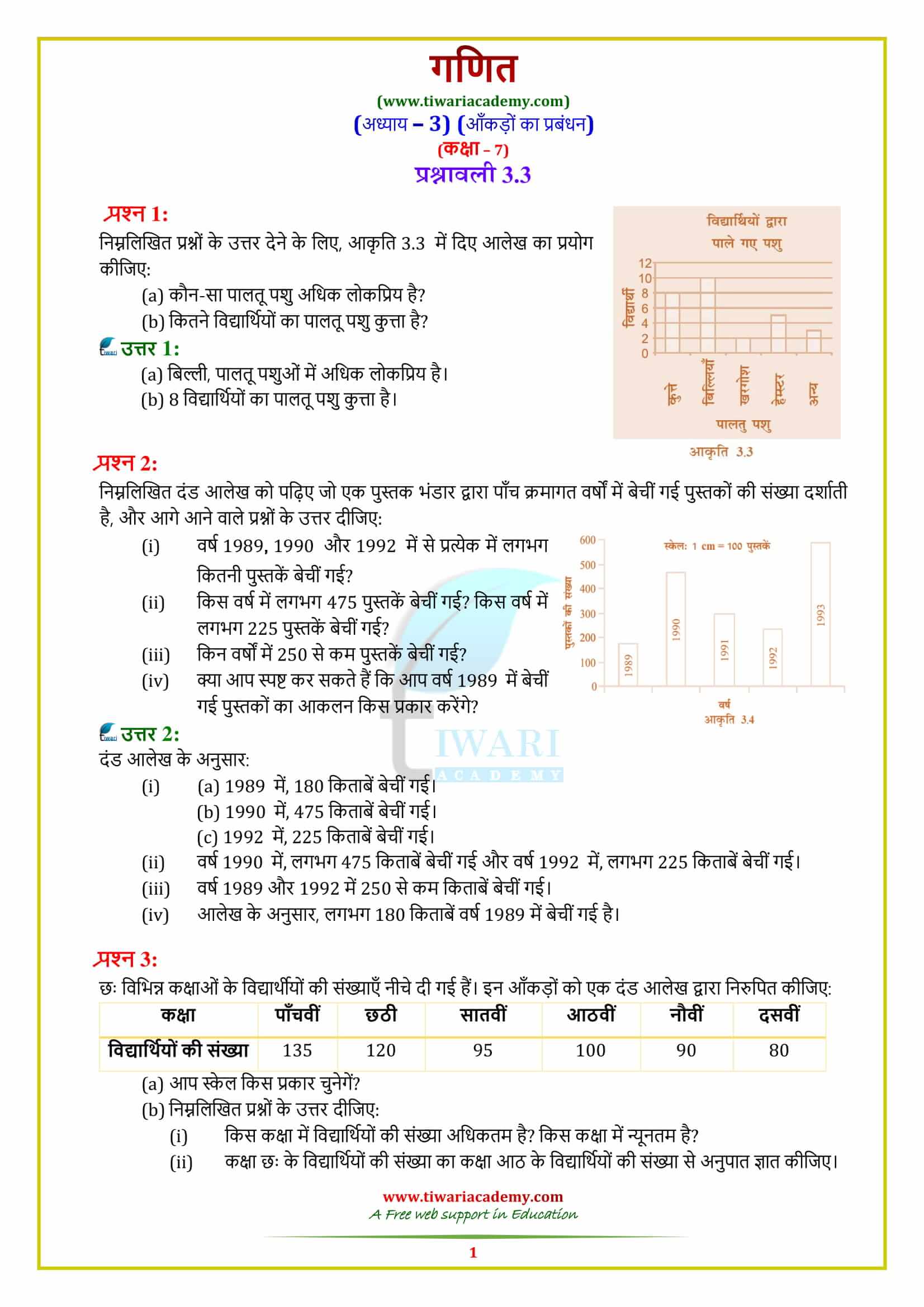 7 Maths Exercise 3.3