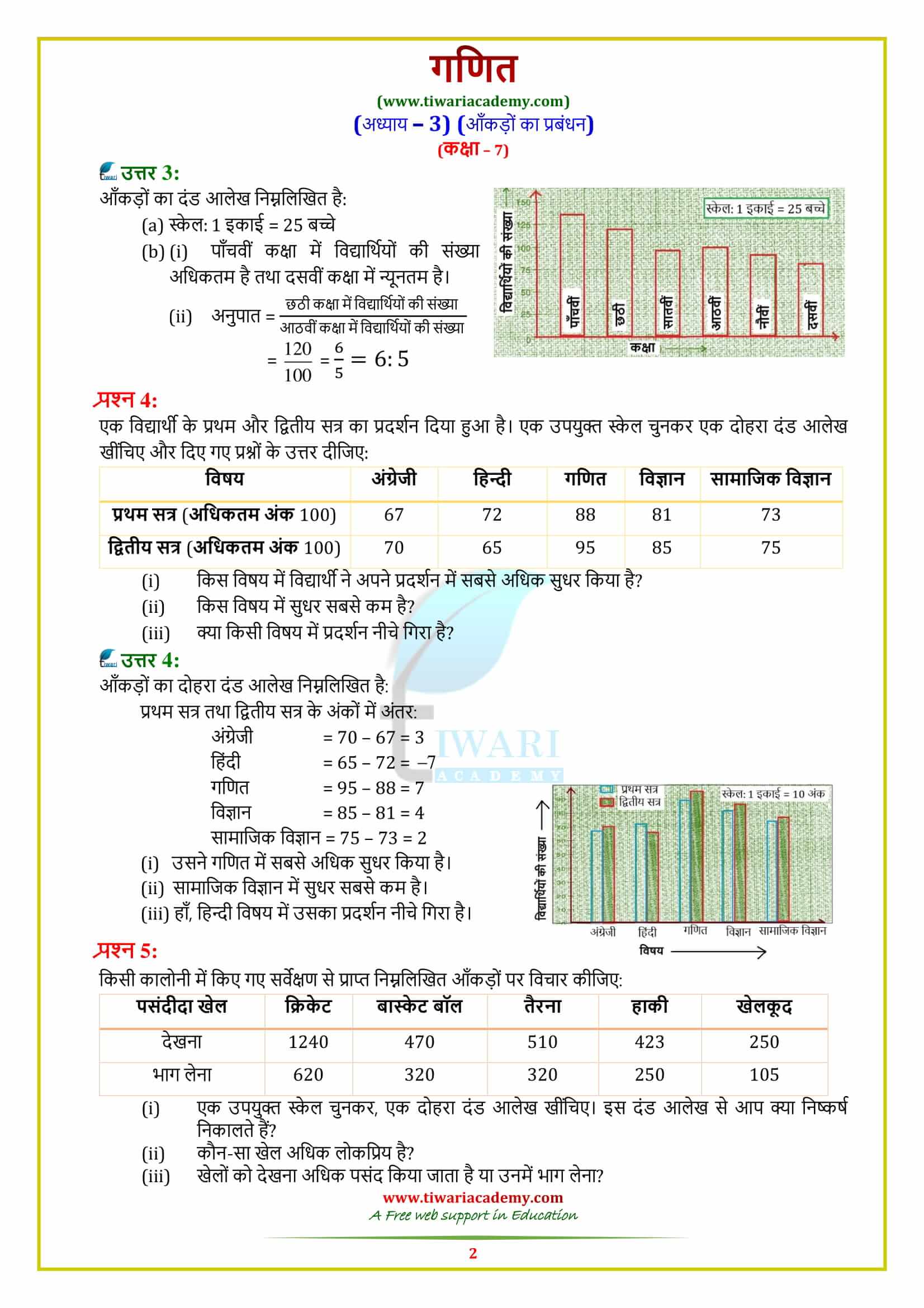 7 Maths Exercise 3.3 solutions in pdf free download