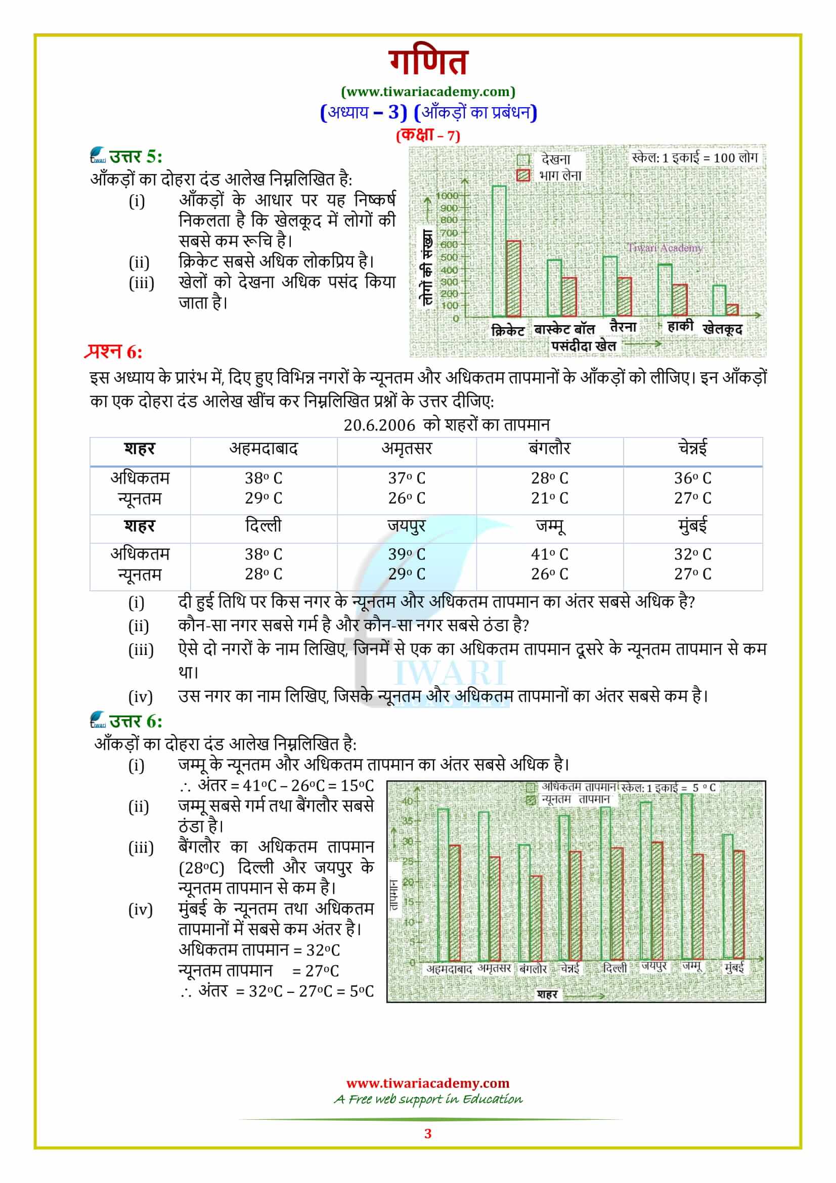 7 Maths Exercise 3.3 in hindi medium