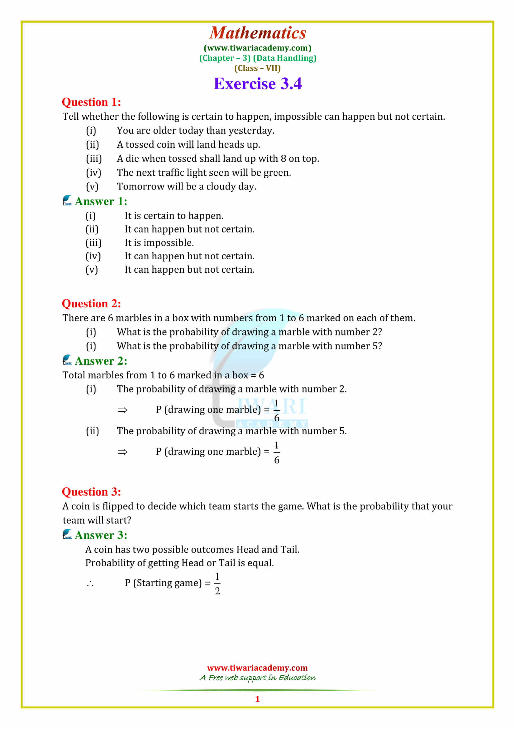 NCERT Solutions for Class 7 Maths Chapter 3 Exercise 3.4