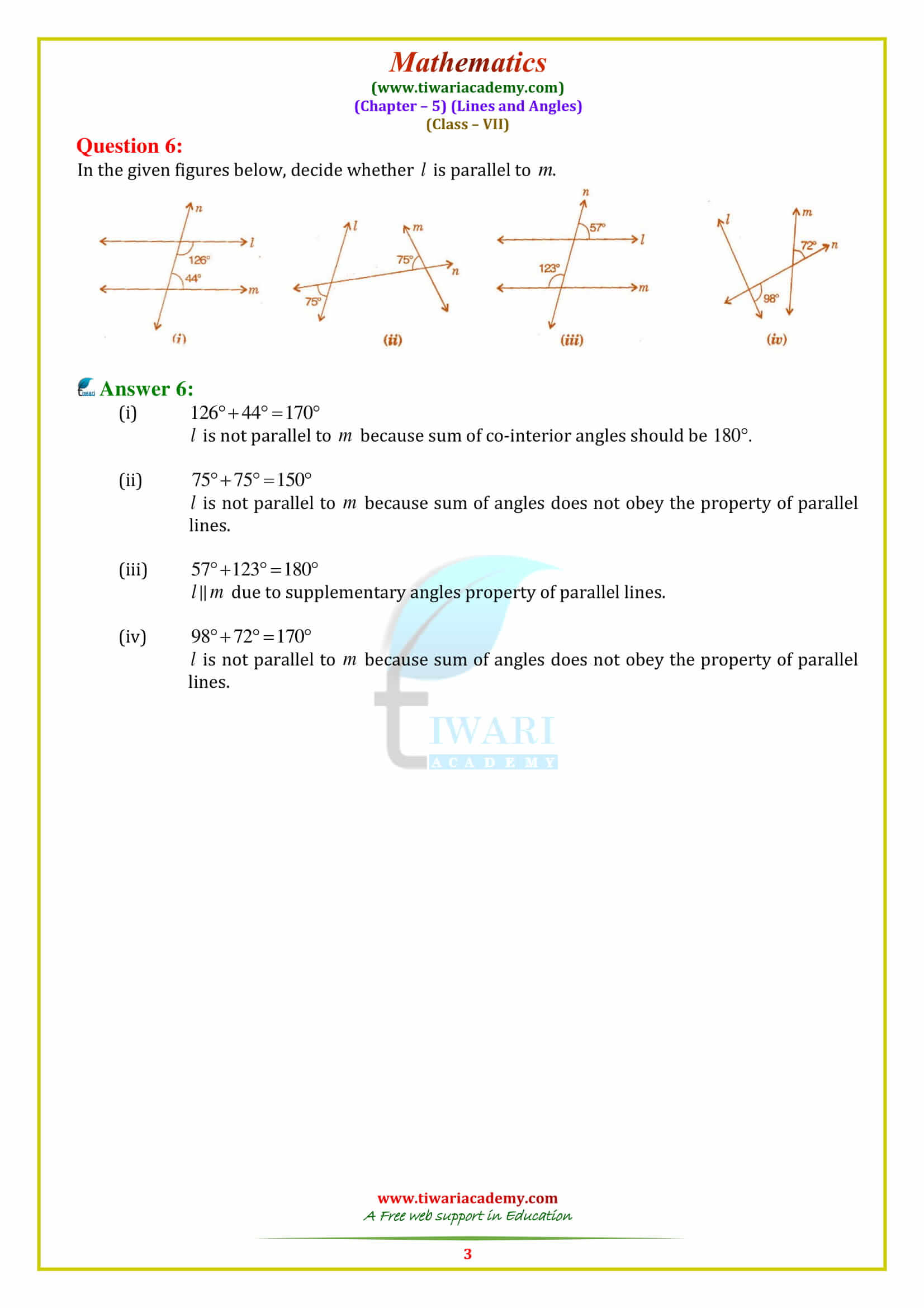 7 Maths Chapter 5 Lines and Angles Exercise 5.2 all answers guide