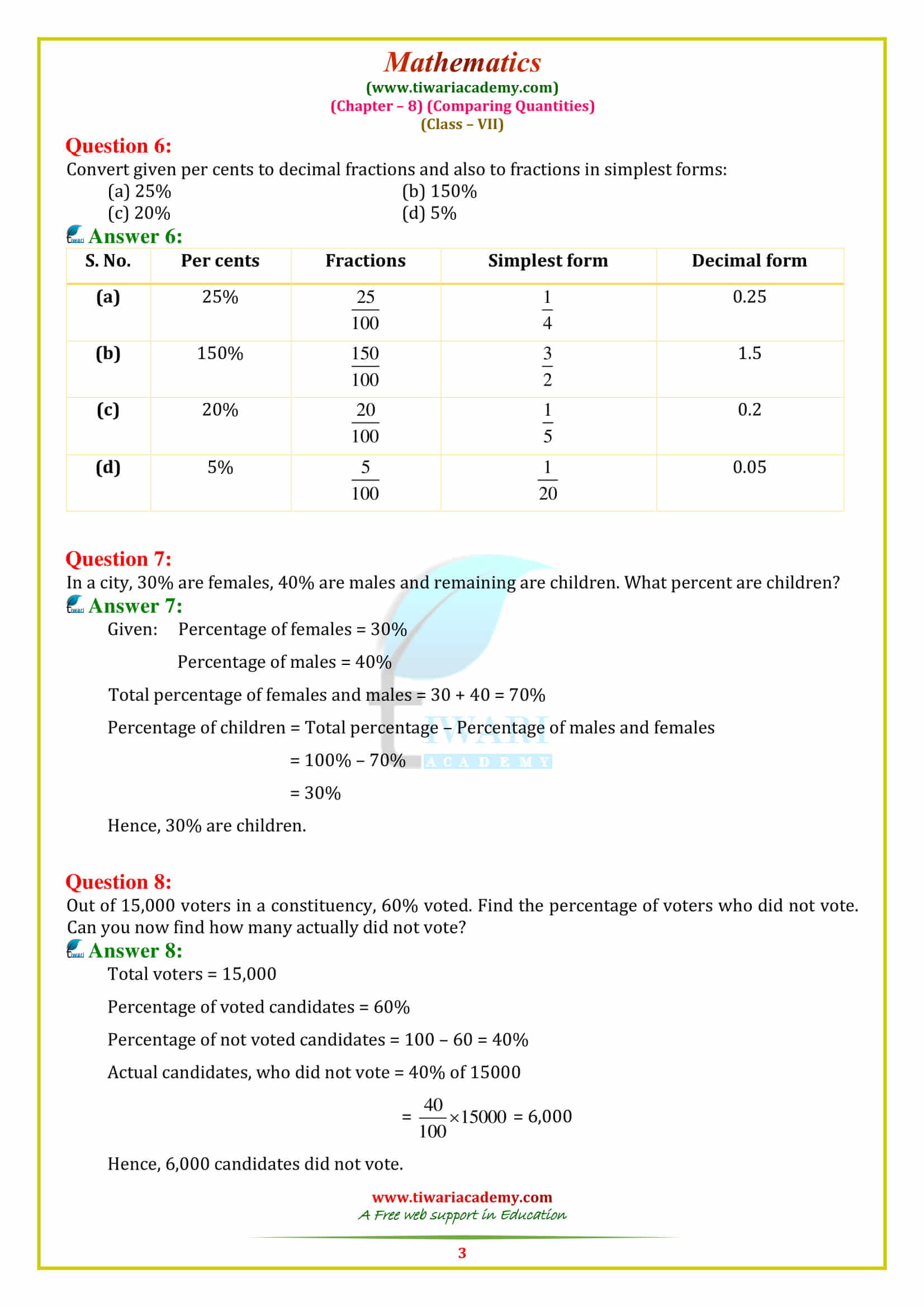 NCERT Solutions for Class 7 Maths Chapter 8 Comparing Quantities Exercise 8.2 for mp board