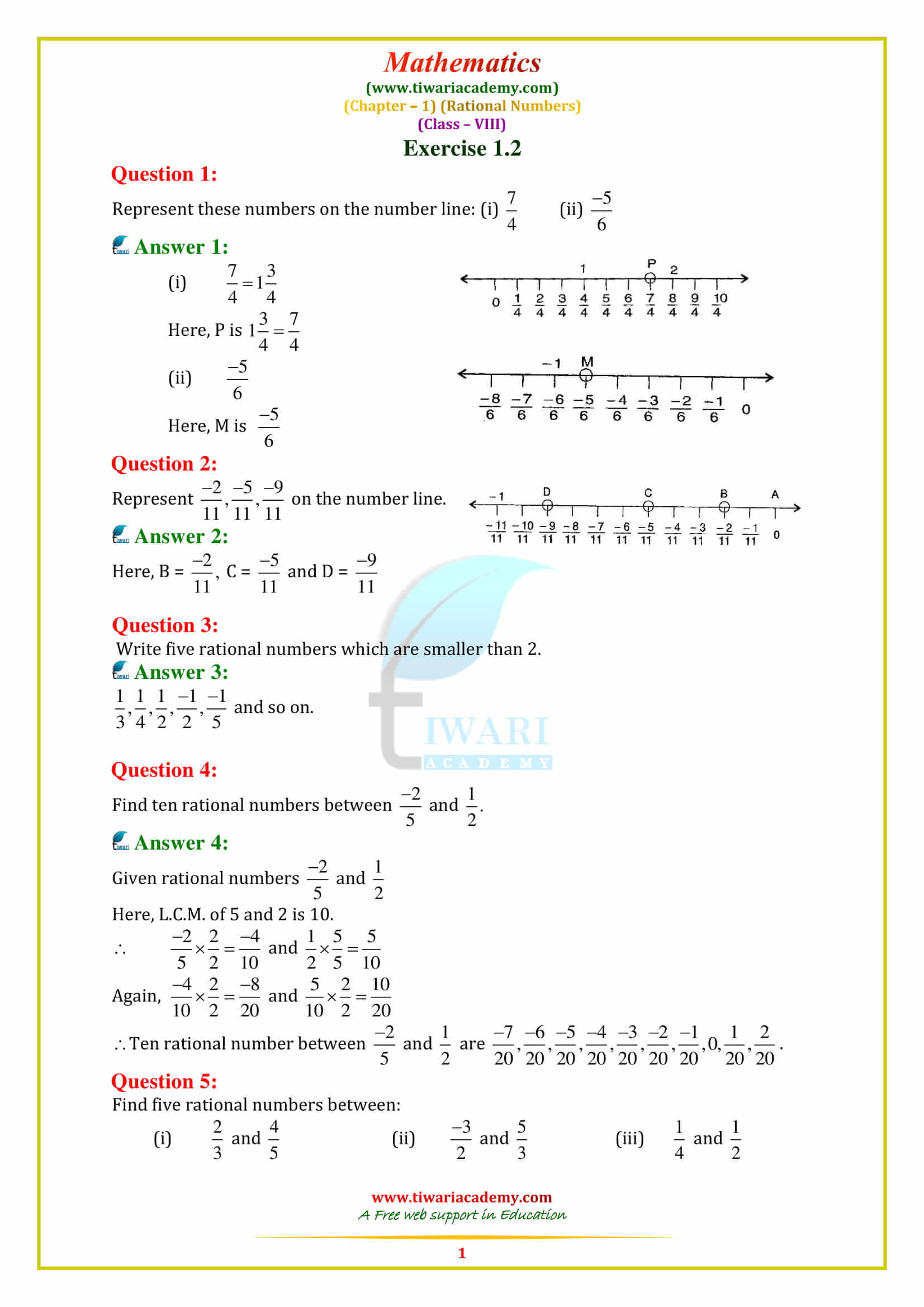 NCERT Solutions for Class 8 Maths Chapter 1 Exercise 1.2 in pdf free download