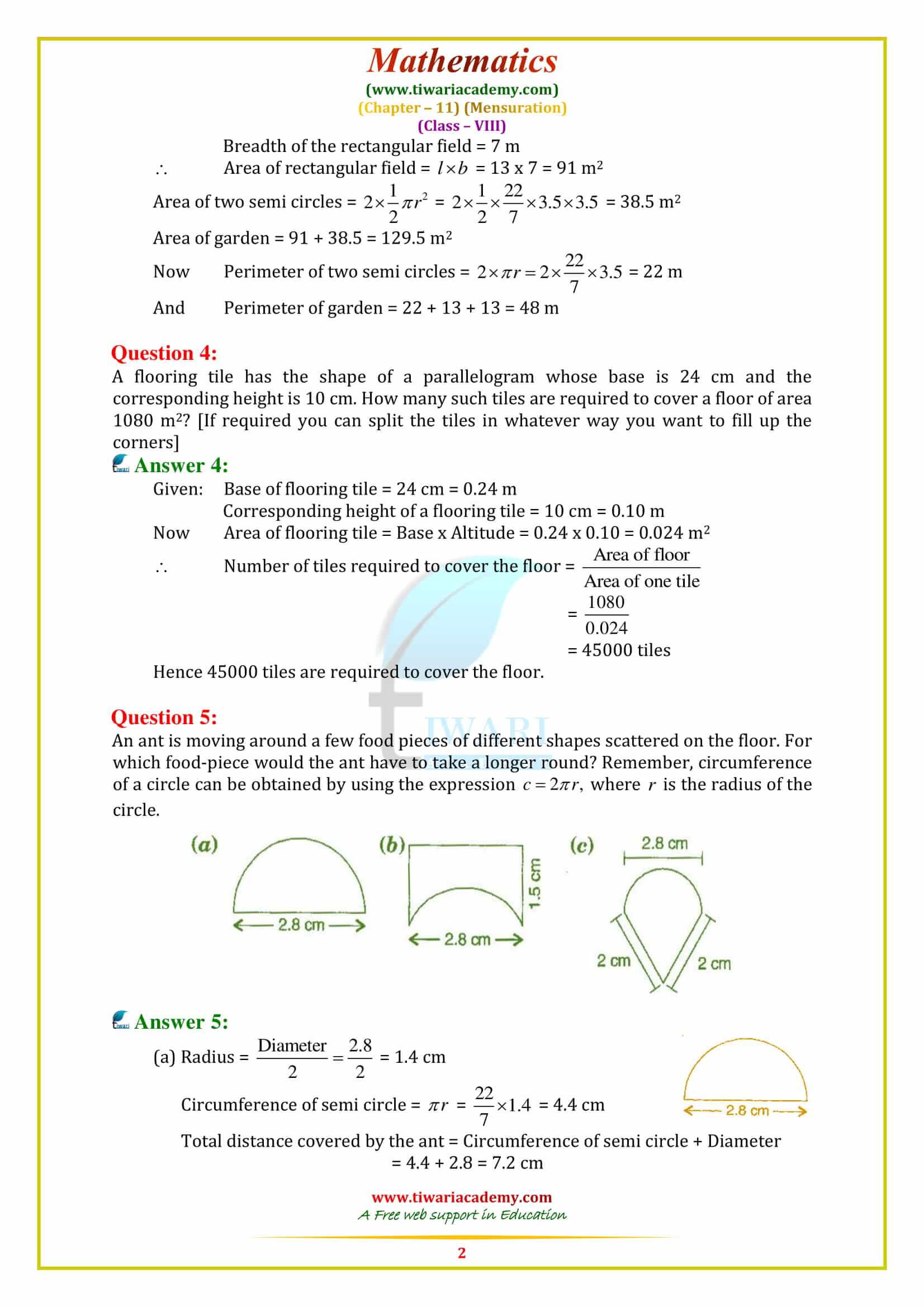 NCERT Solutions for Class 8 Maths Chapter 11 Exercise 11.1