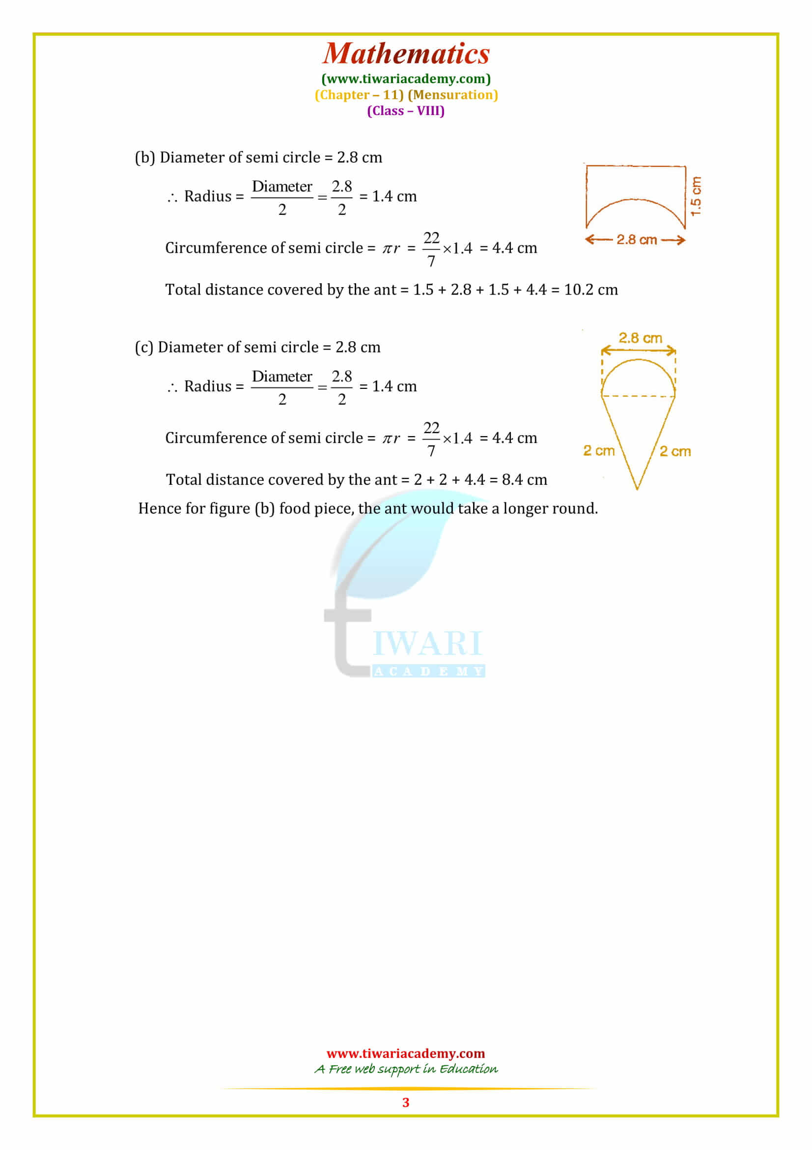 NCERT Solutions for Class 8 Maths Chapter 11 Exercise 11.1 in english medium free pdf