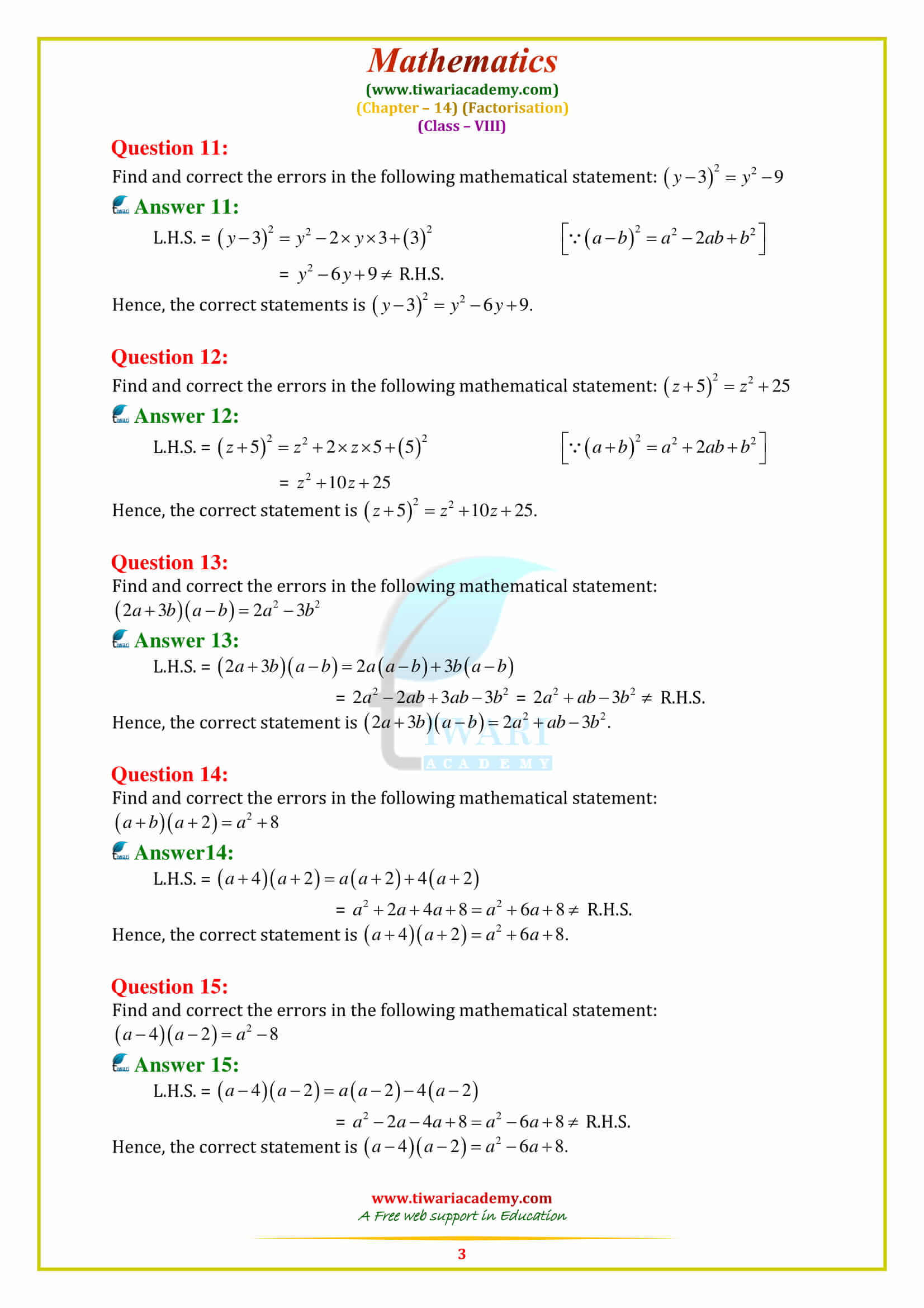 NCERT Solutions for Class 8 Maths Chapter 14 Exercise 14.4 free download