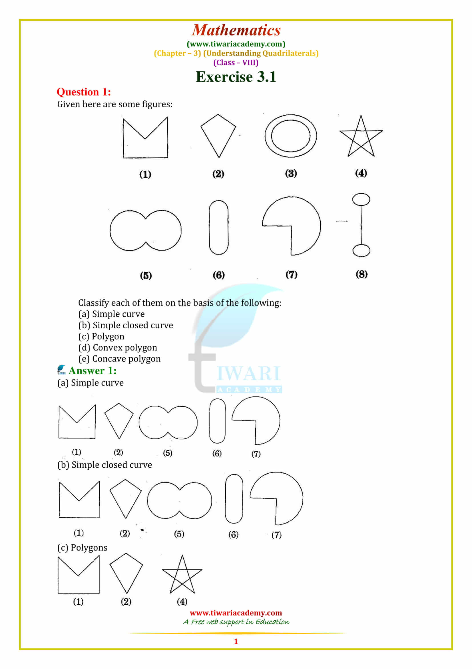 NCERT Solutions for Class 8 Maths Chapter 3 Exercise 3.1