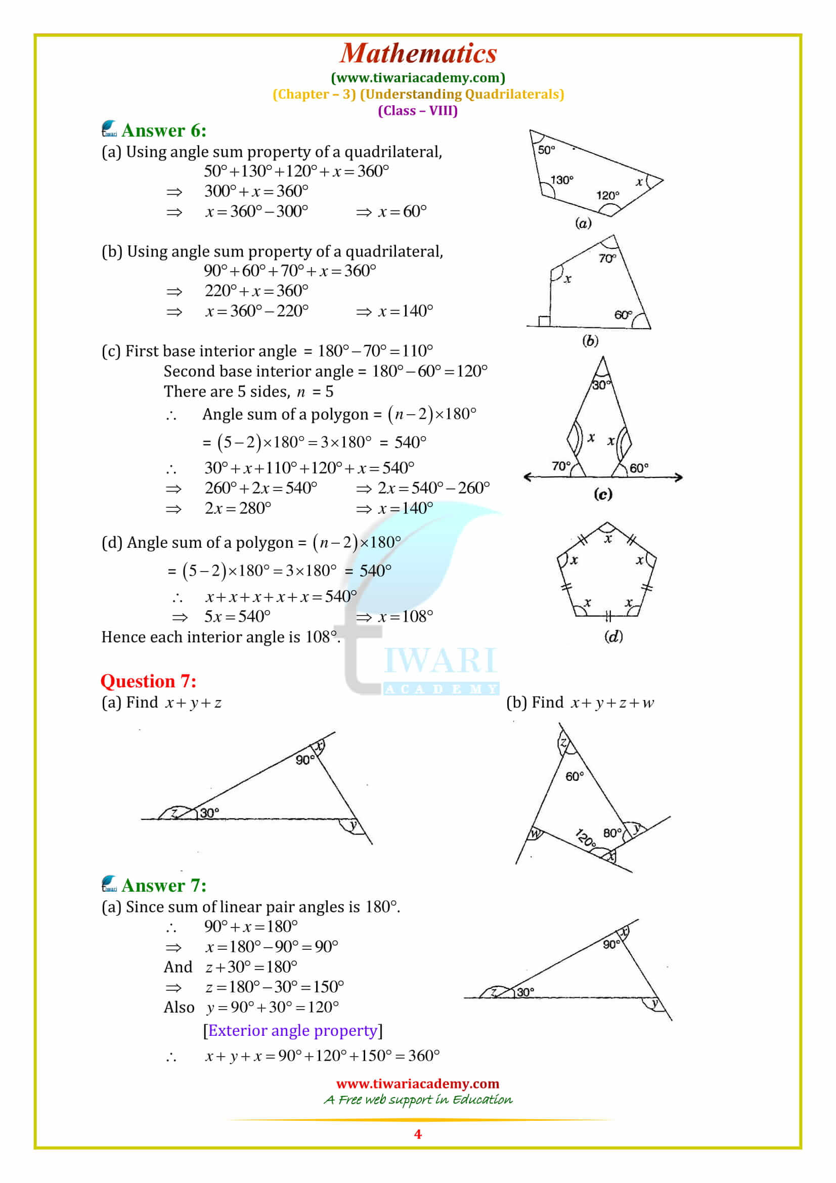 NCERT Solutions for Class 8 Maths Chapter 3 Exercise 3.1 all questions