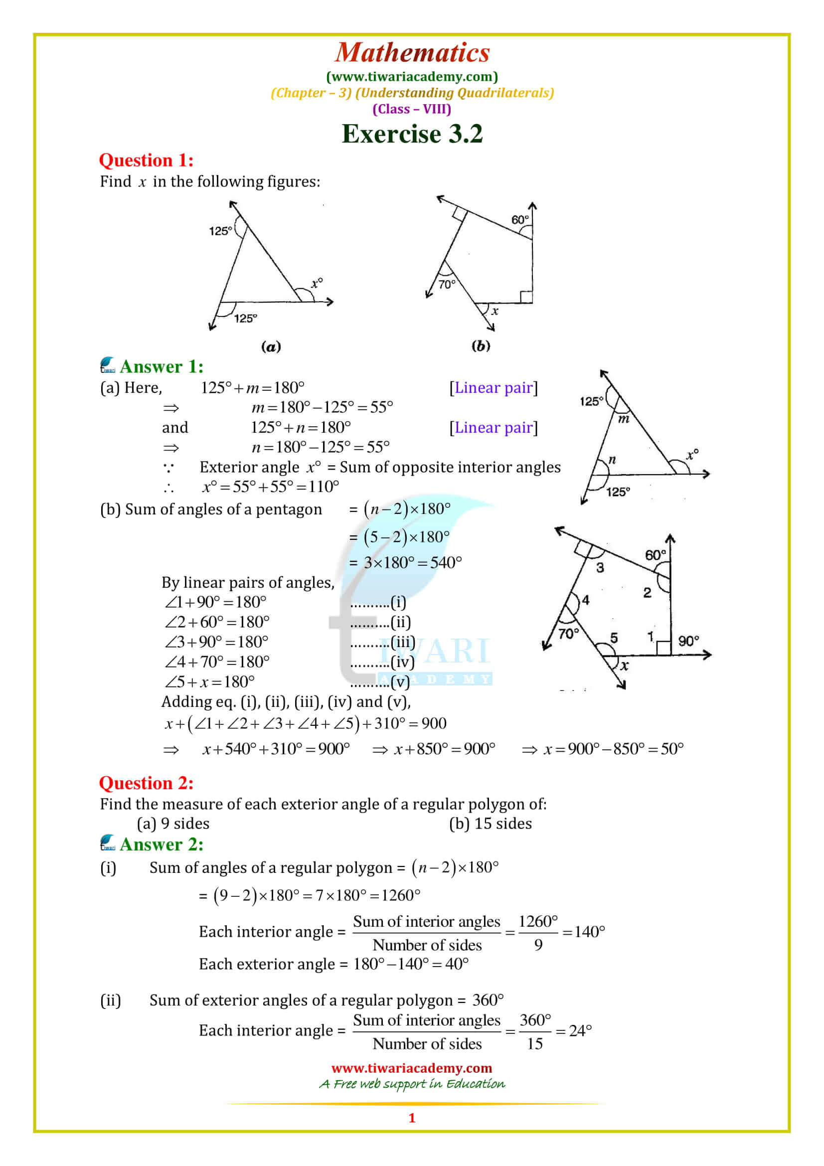 NCERT Solutions for Class 8 Maths Chapter 3 Exercise 3.2 in PDF form free
