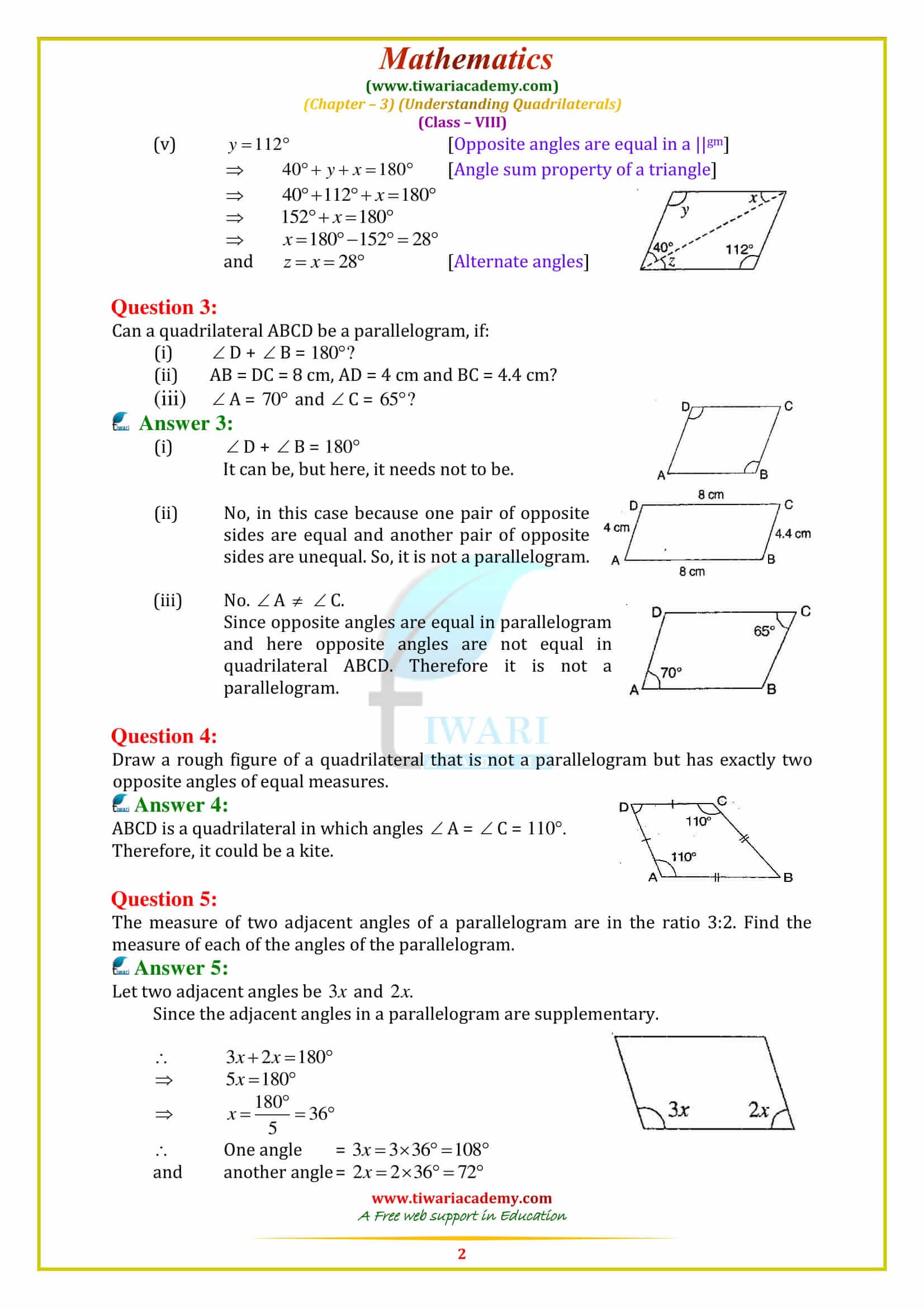 NCERT Solutions for Class 8 Maths Chapter 3 Exercise 3.3 in free pdf download