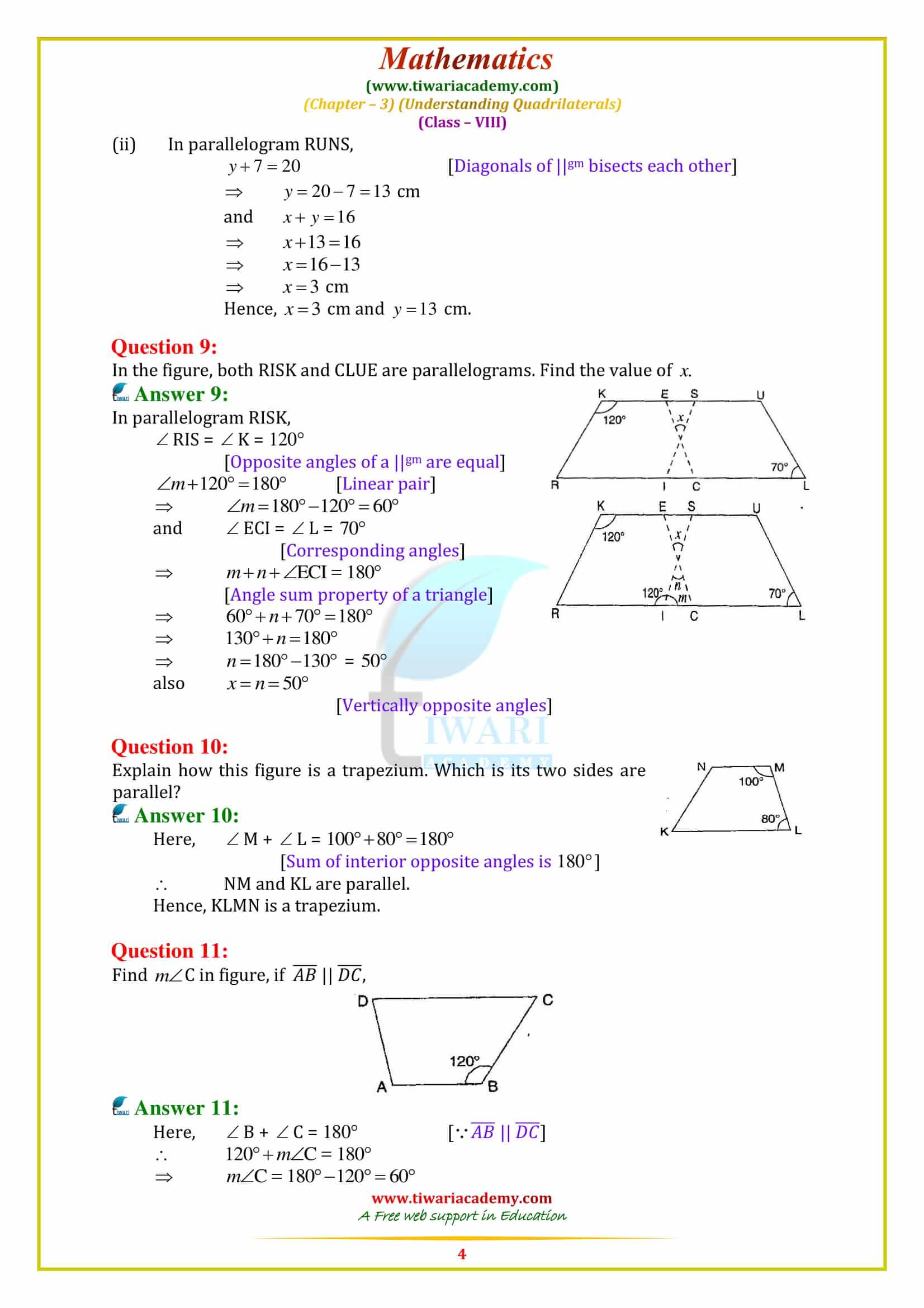 NCERT Solutions for Class 8 Maths Chapter 3 Exercise 3.3 updated for 2018-19