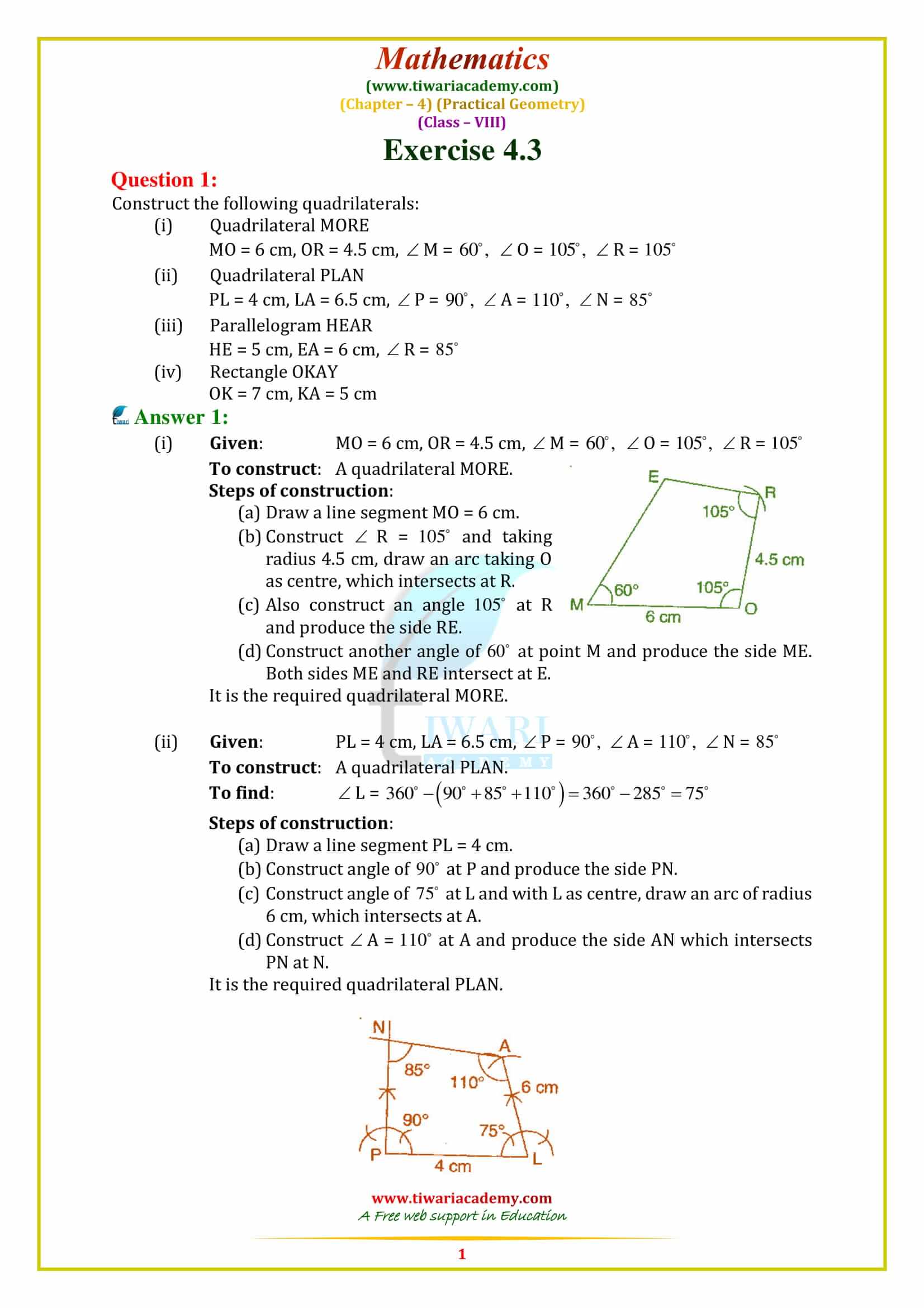 NCERT Solutions for Class 8 Maths Chapter 4 Exercise 4.3 in pdf form free