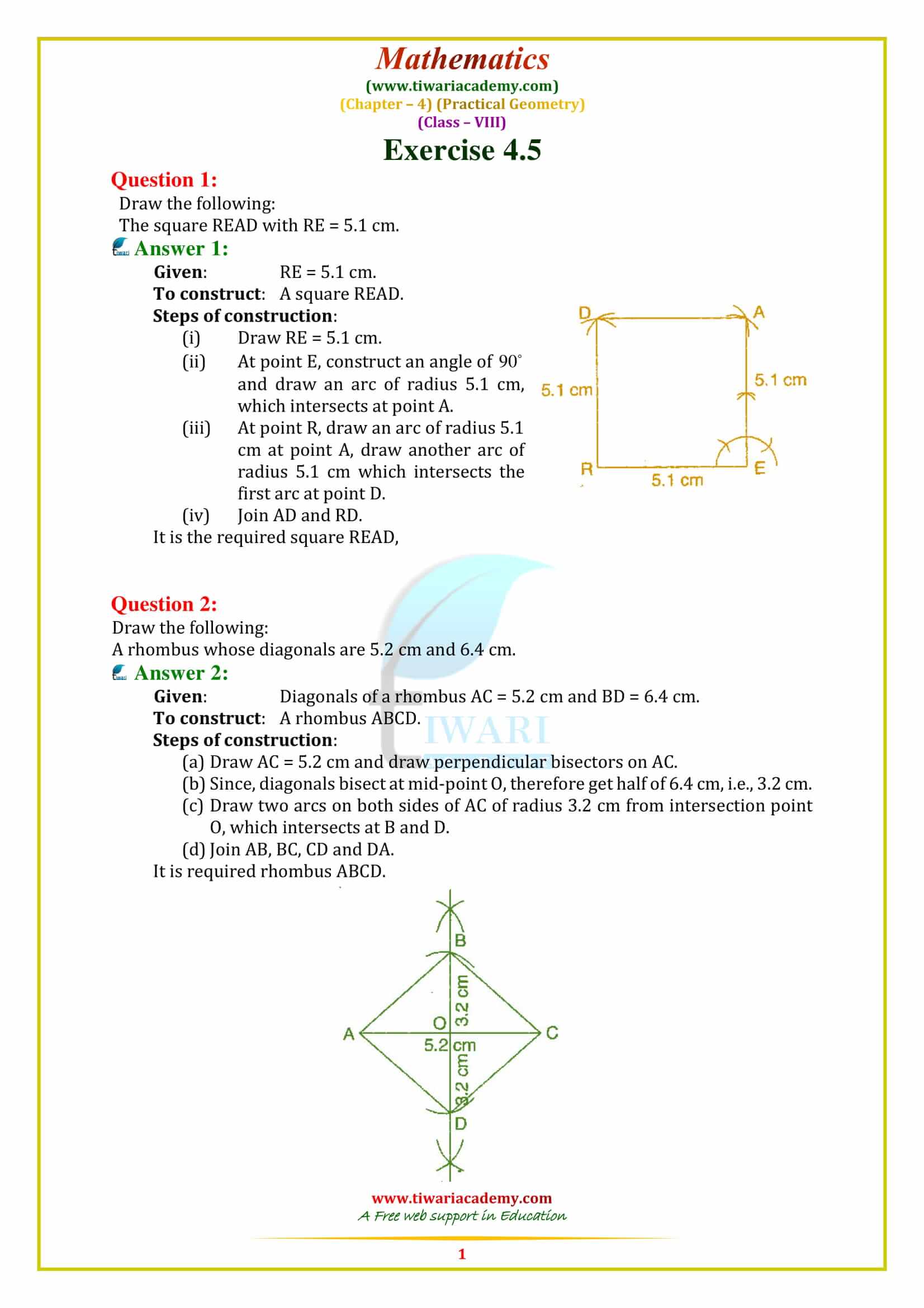 NCERT Solutions for Class 8 Maths Chapter 4 Exercise 4.5 in pdf form