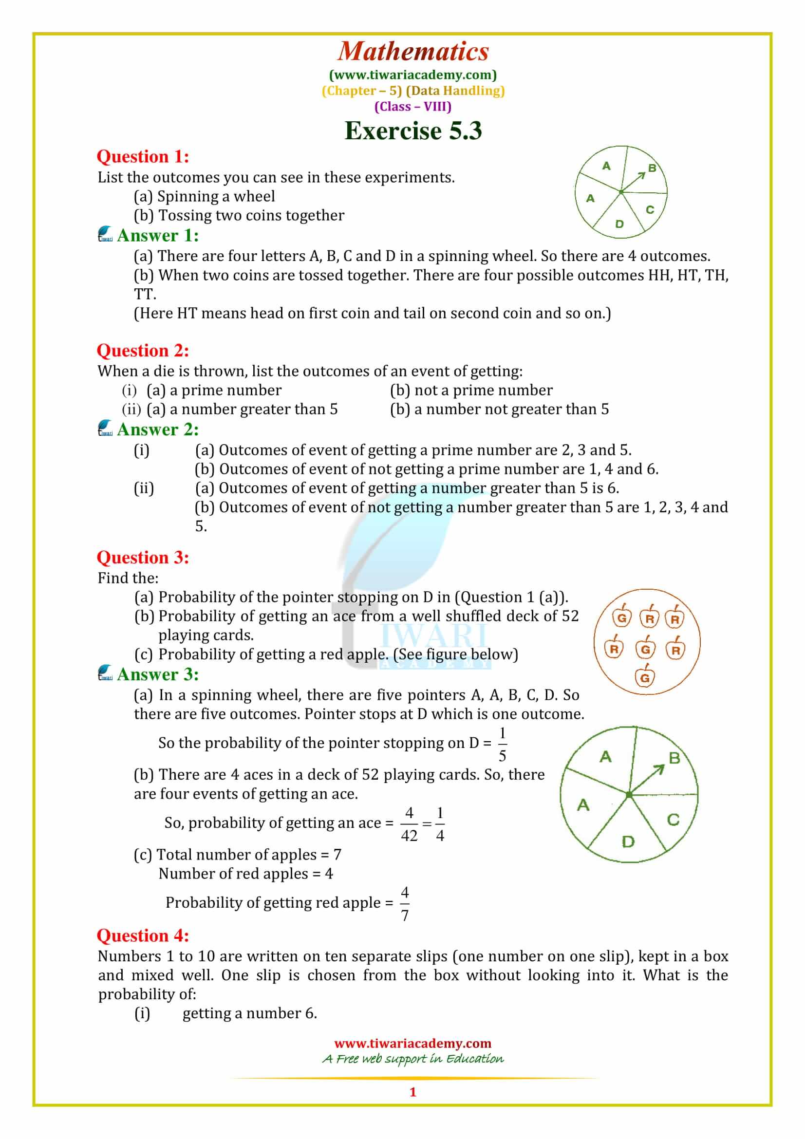 NCERT Solutions for Class 8 Maths Chapter 5 Exercise 5.3 in english medium