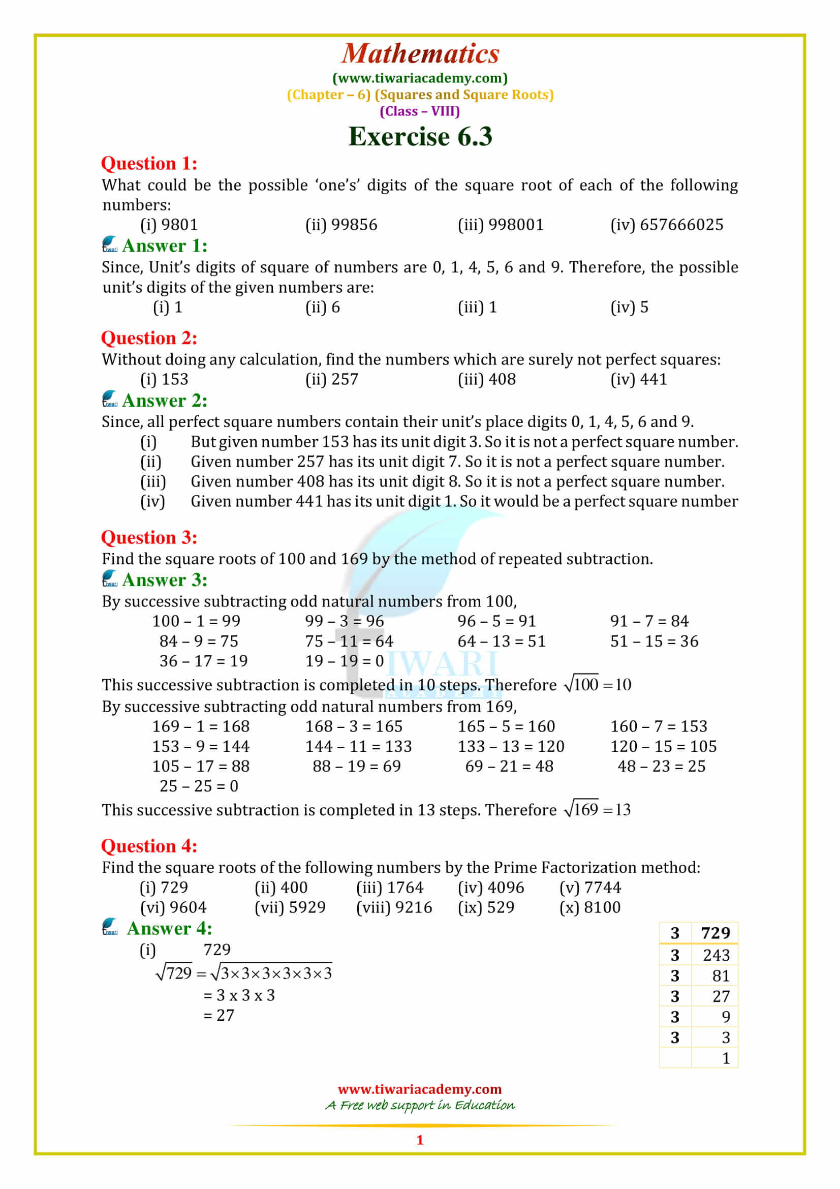 NCERT Solutions for Class 8 Maths Chapter 6 Exercise 6.3