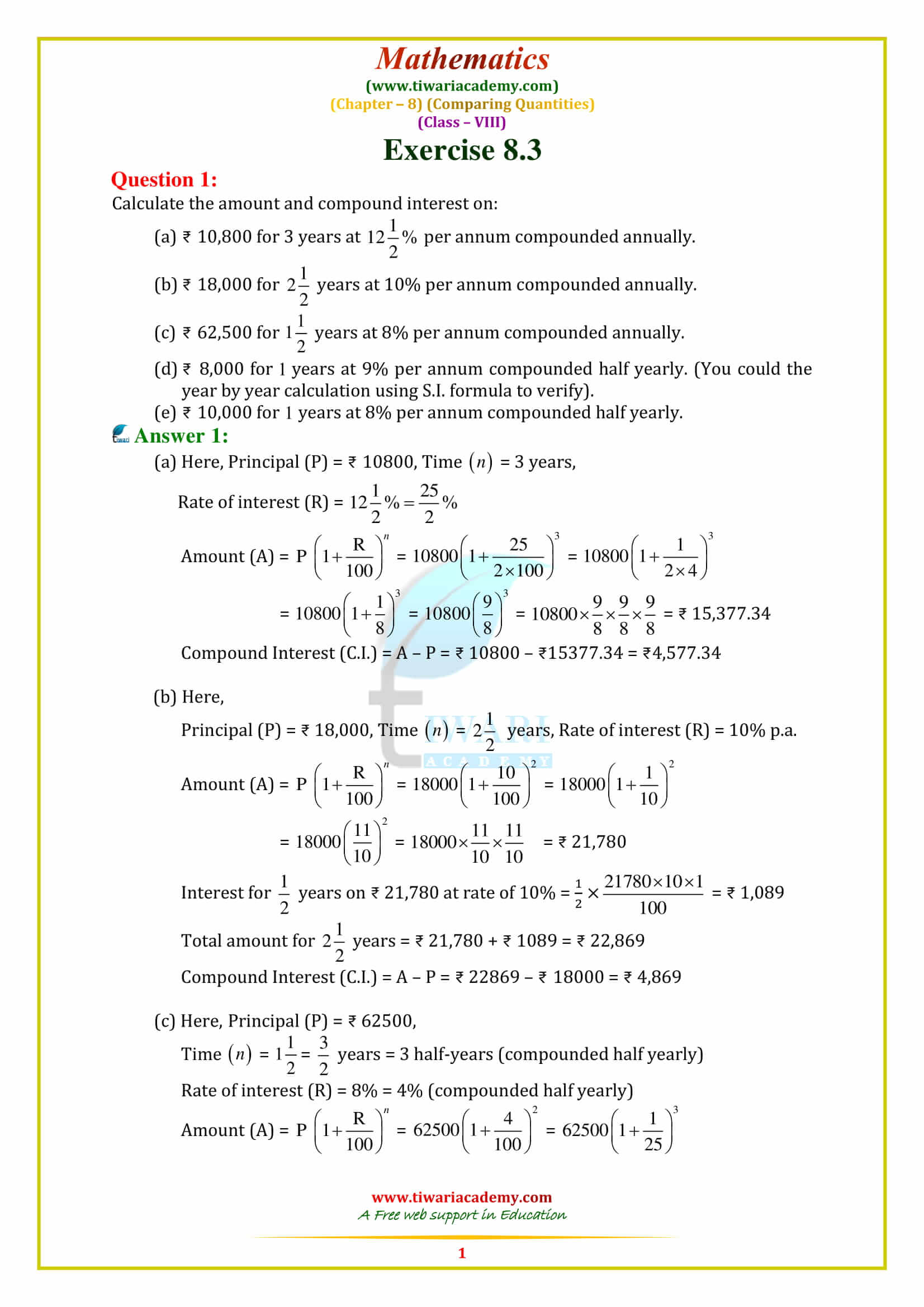 NCERT Solutions for Class 8 Maths Chapter 8 Exercise 8.3