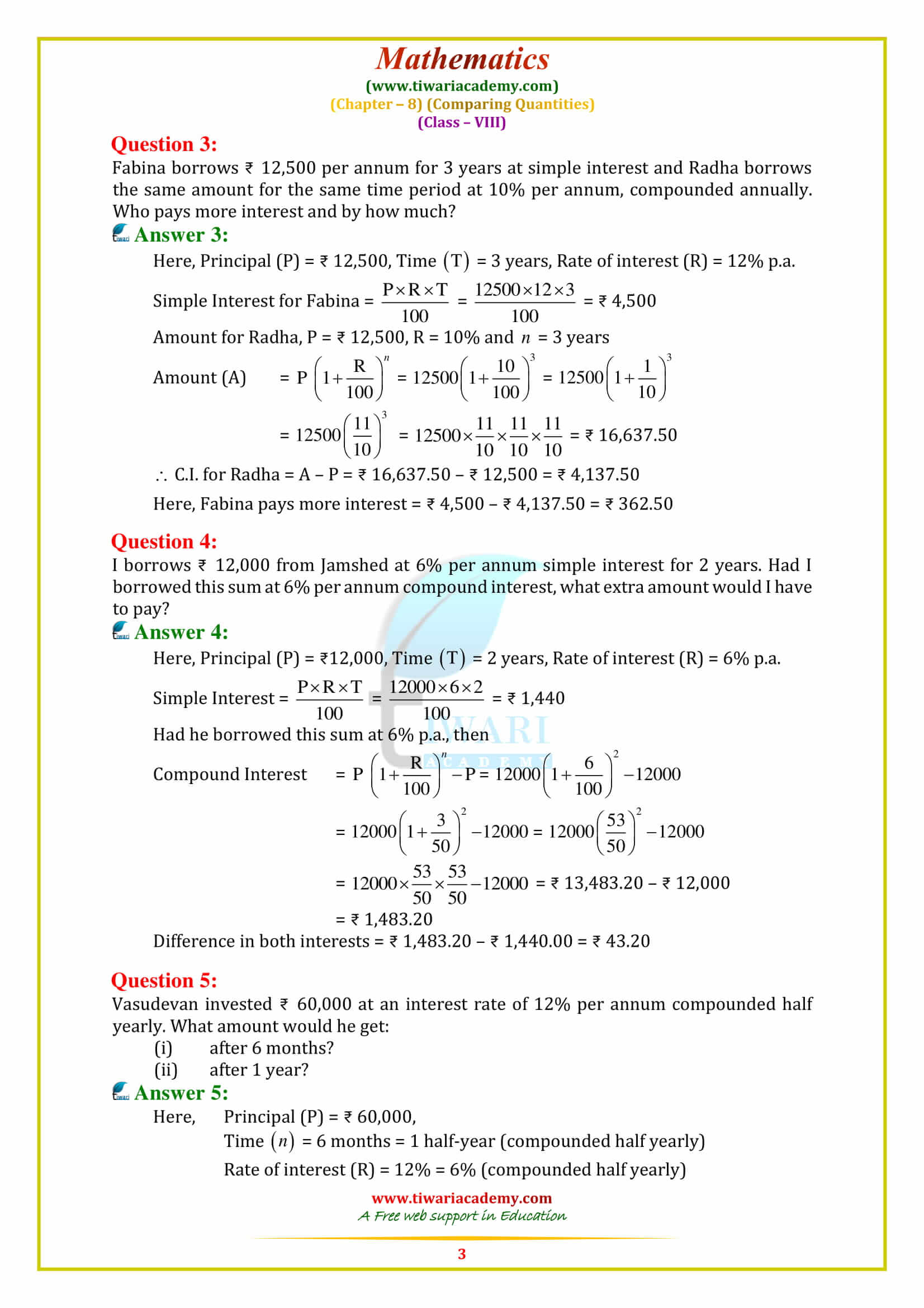 NCERT Solutions for Class 8 Maths Chapter 8 Exercise 8.3 in english medium