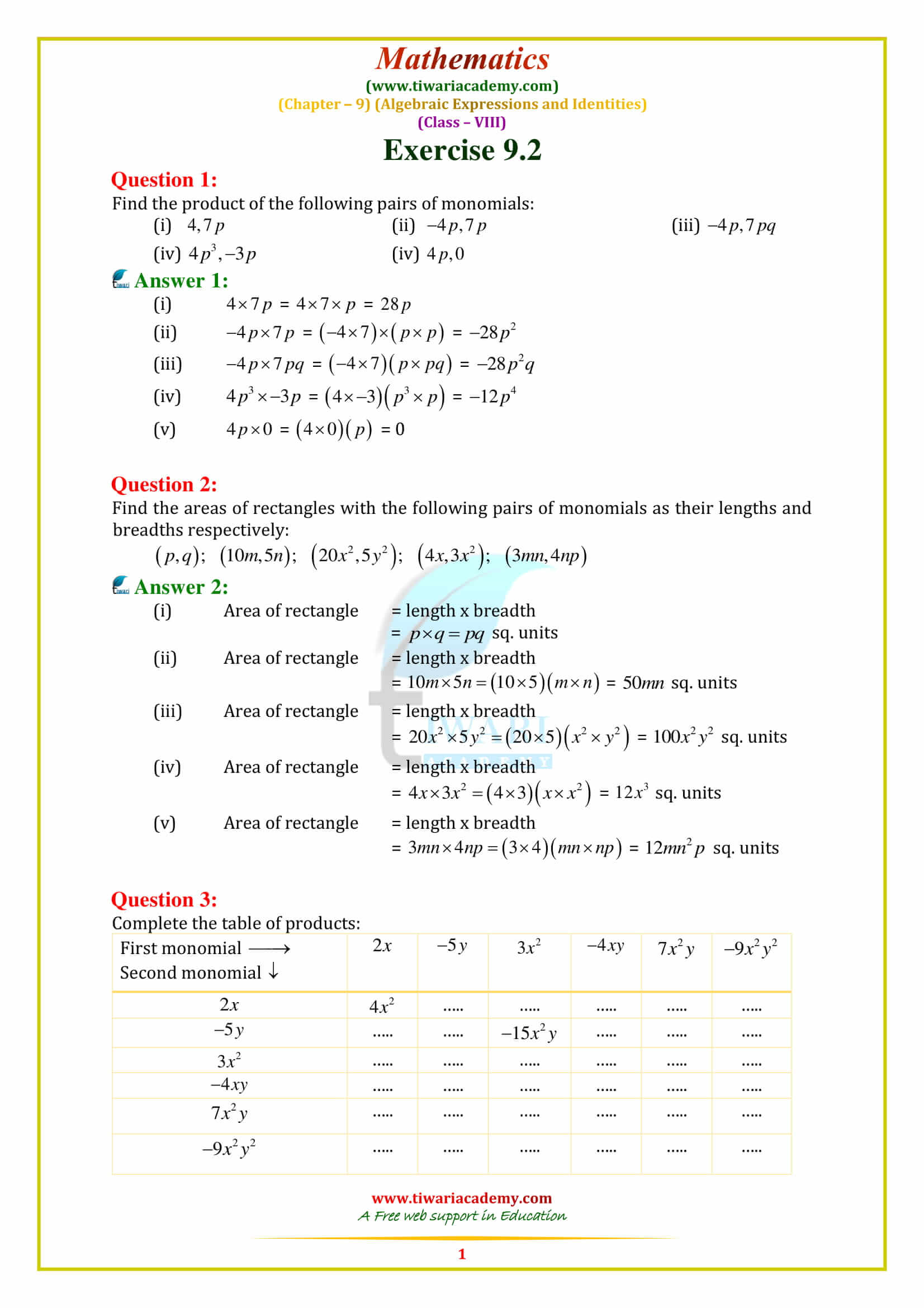ncert class 8 maths chapter 9 mensuration exercise 9.3 solutions