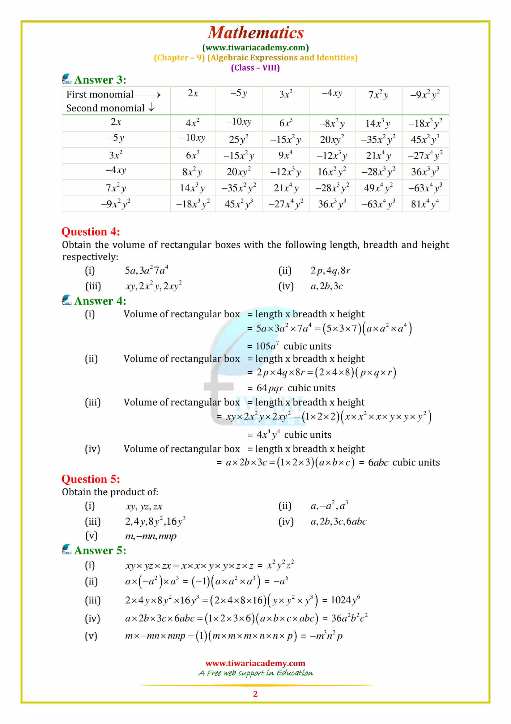 NCERT Solutions for Class 8 Maths Chapter 9 Exercise 9.2