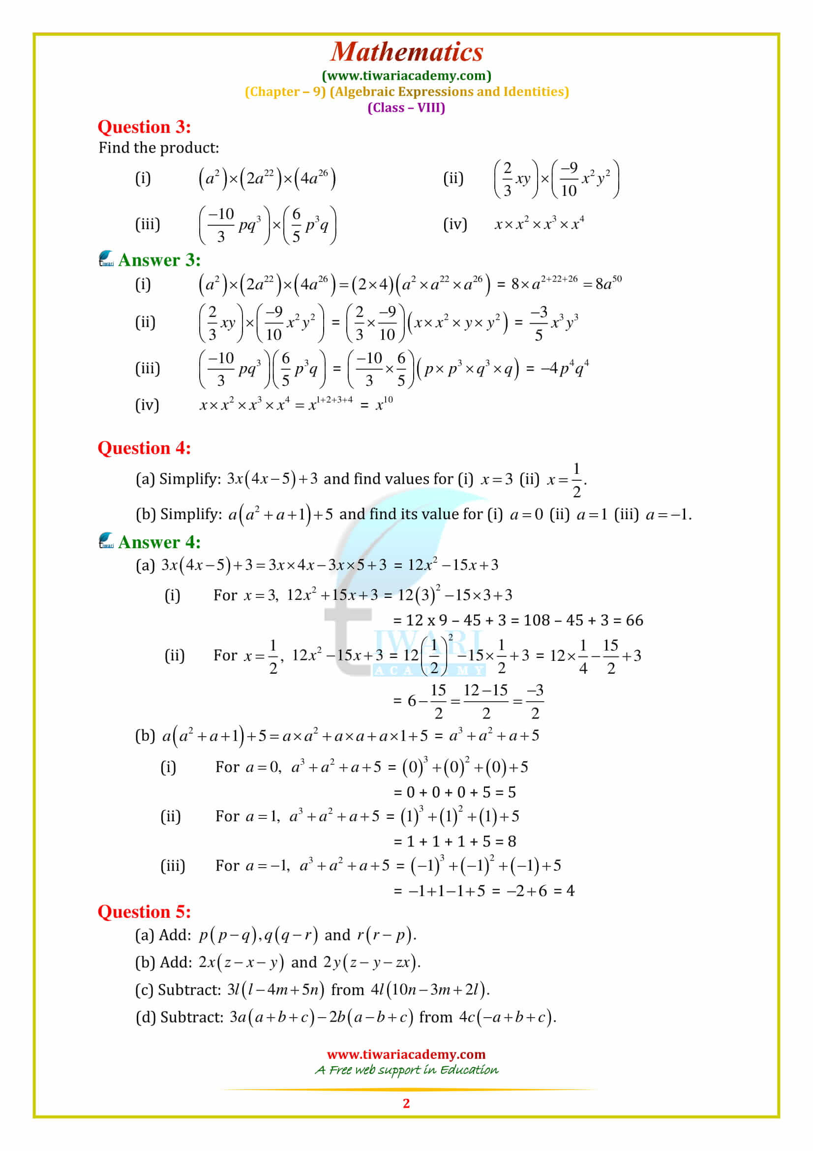 NCERT Solutions for Class 8 Maths Chapter 9 Exercise 9.3 free guide