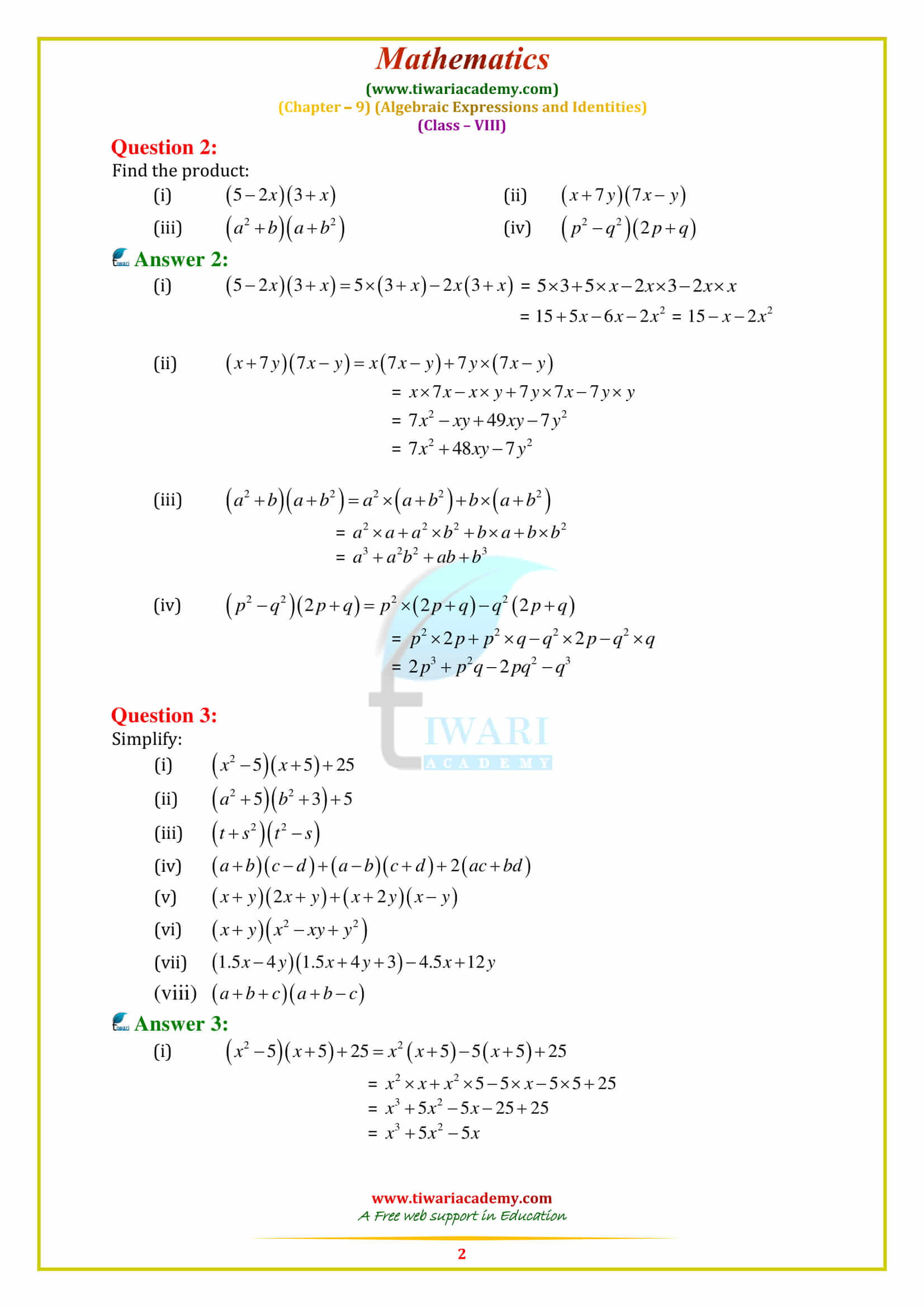 NCERT Solutions for Class 8 Maths Chapter 9 Exercise 9.4 in english medium pdf