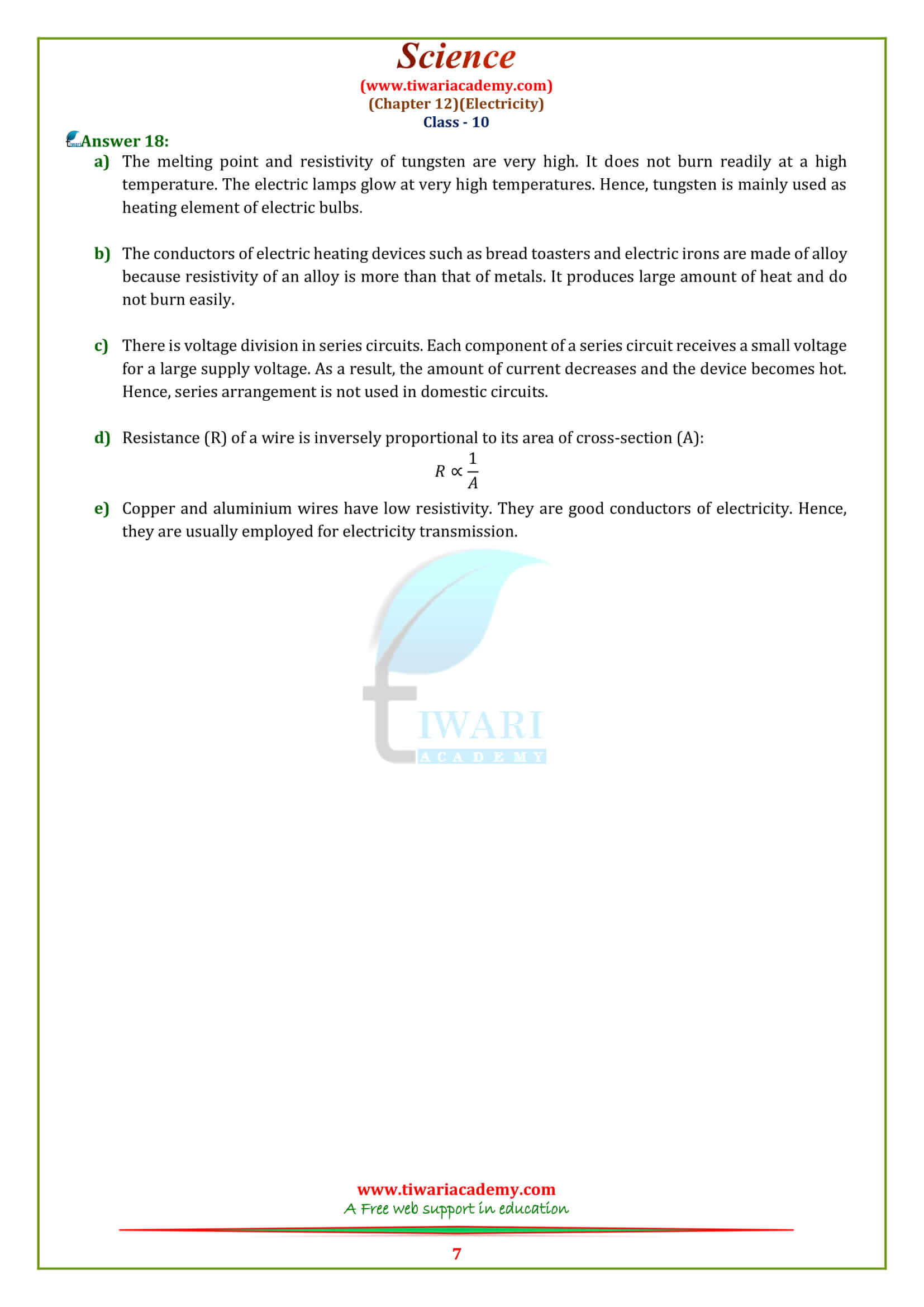 NCERT Solutions for Class 10 Science Chapter 12 Electricity Exercises guide free