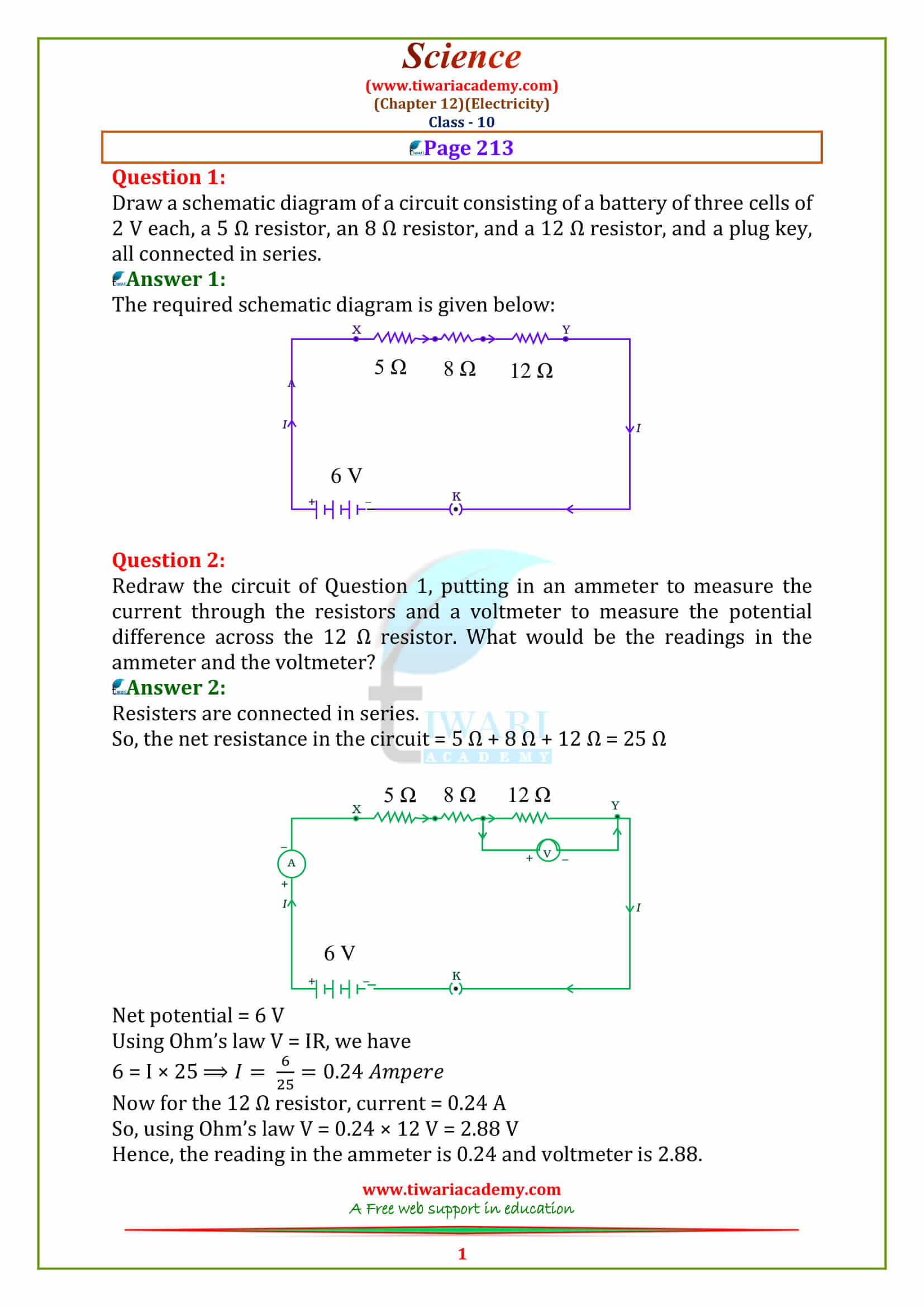 NCERT Solutions for Class 10 Science Chapter 12 Electricity in PDF