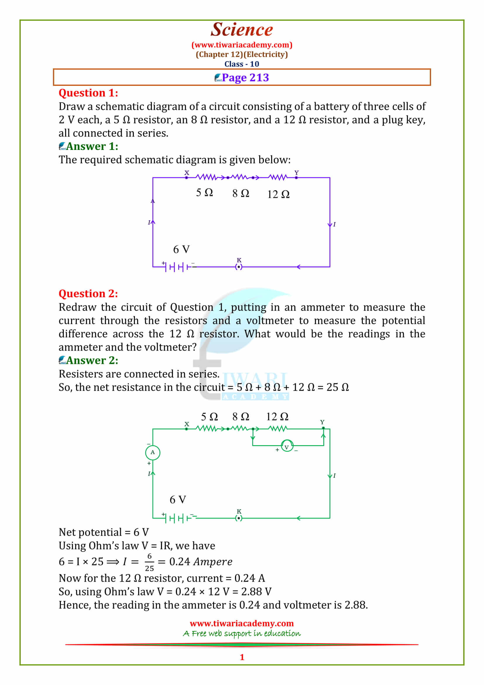 NCERT Solutions for Class 10 Science Chapter 12 Electricity page 213