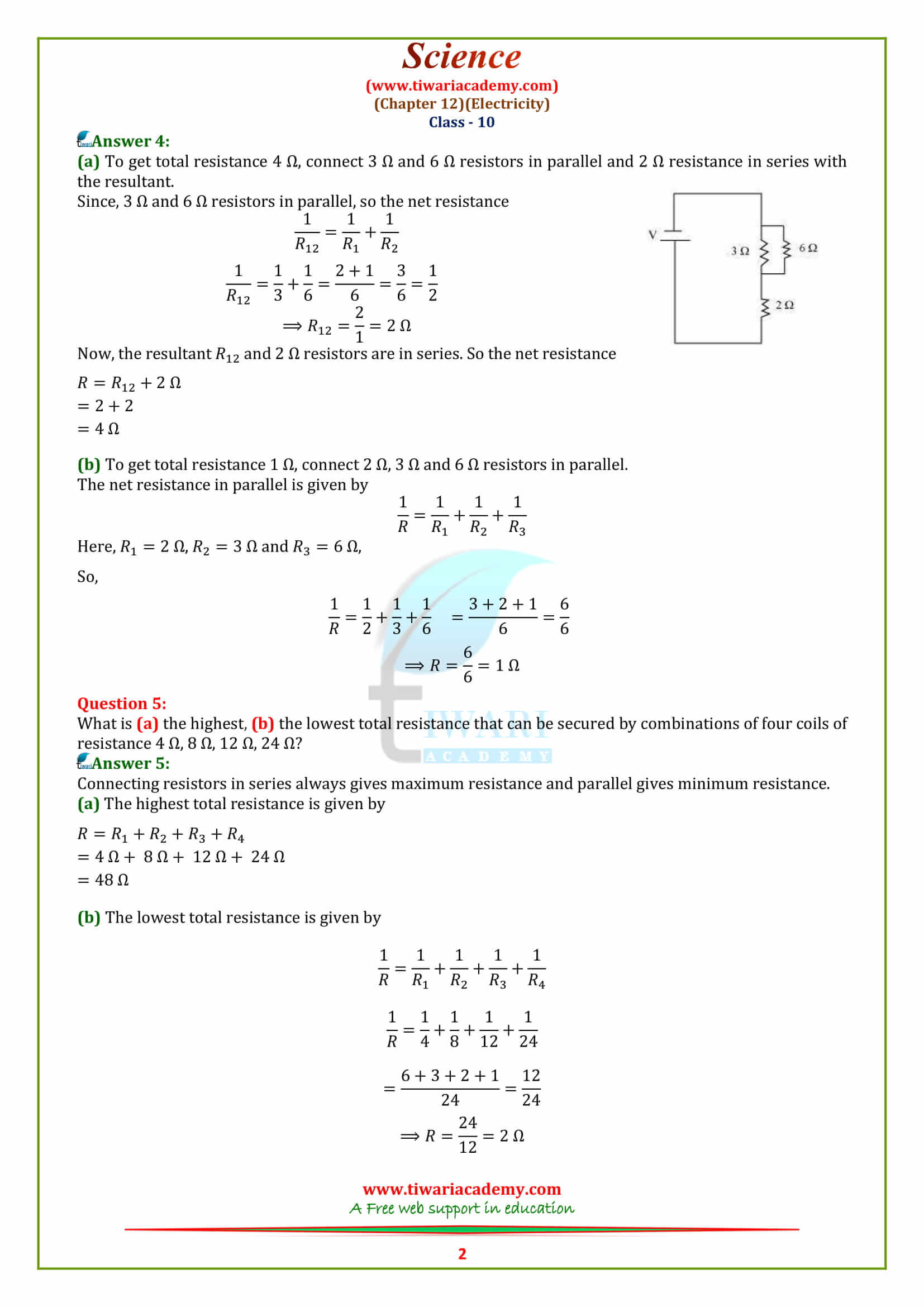 NCERT Solutions for Class 10 Science Chapter 12 Electricity in PDF