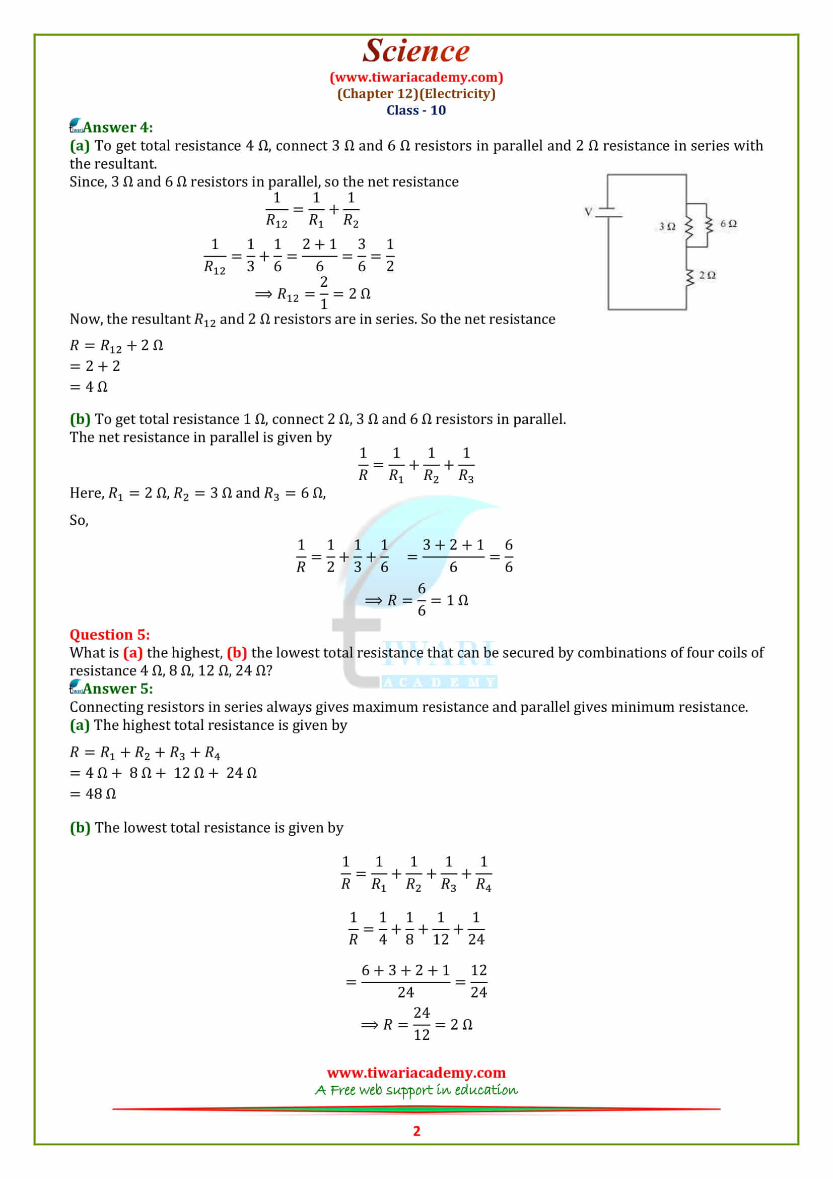 NCERT Solutions for Class 10 Science Chapter 12 Electricity page 216 in english medium pdf