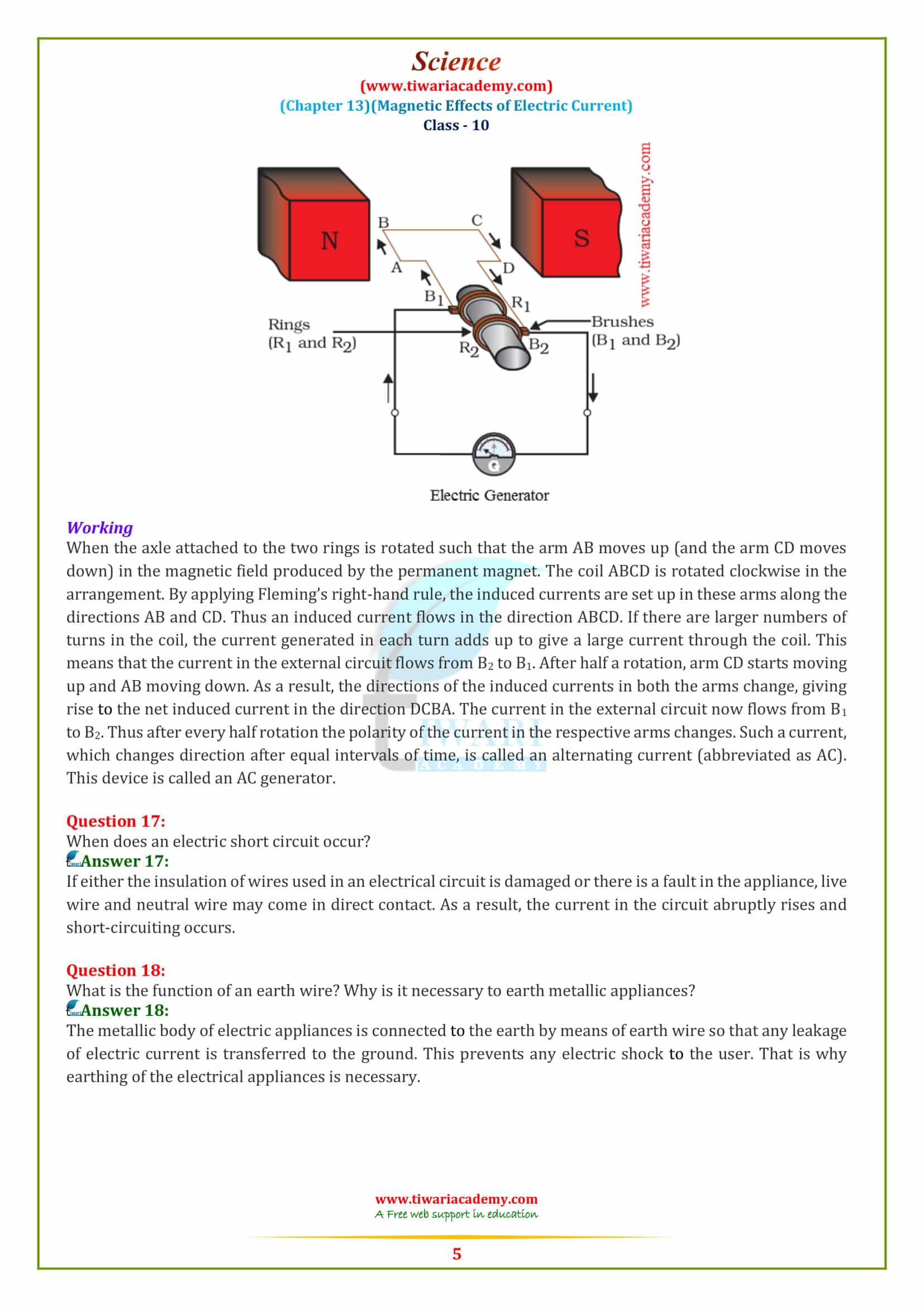 10 Science Chapter 13 Magnetic Effect of Electric Current Exercises solutions all question answers