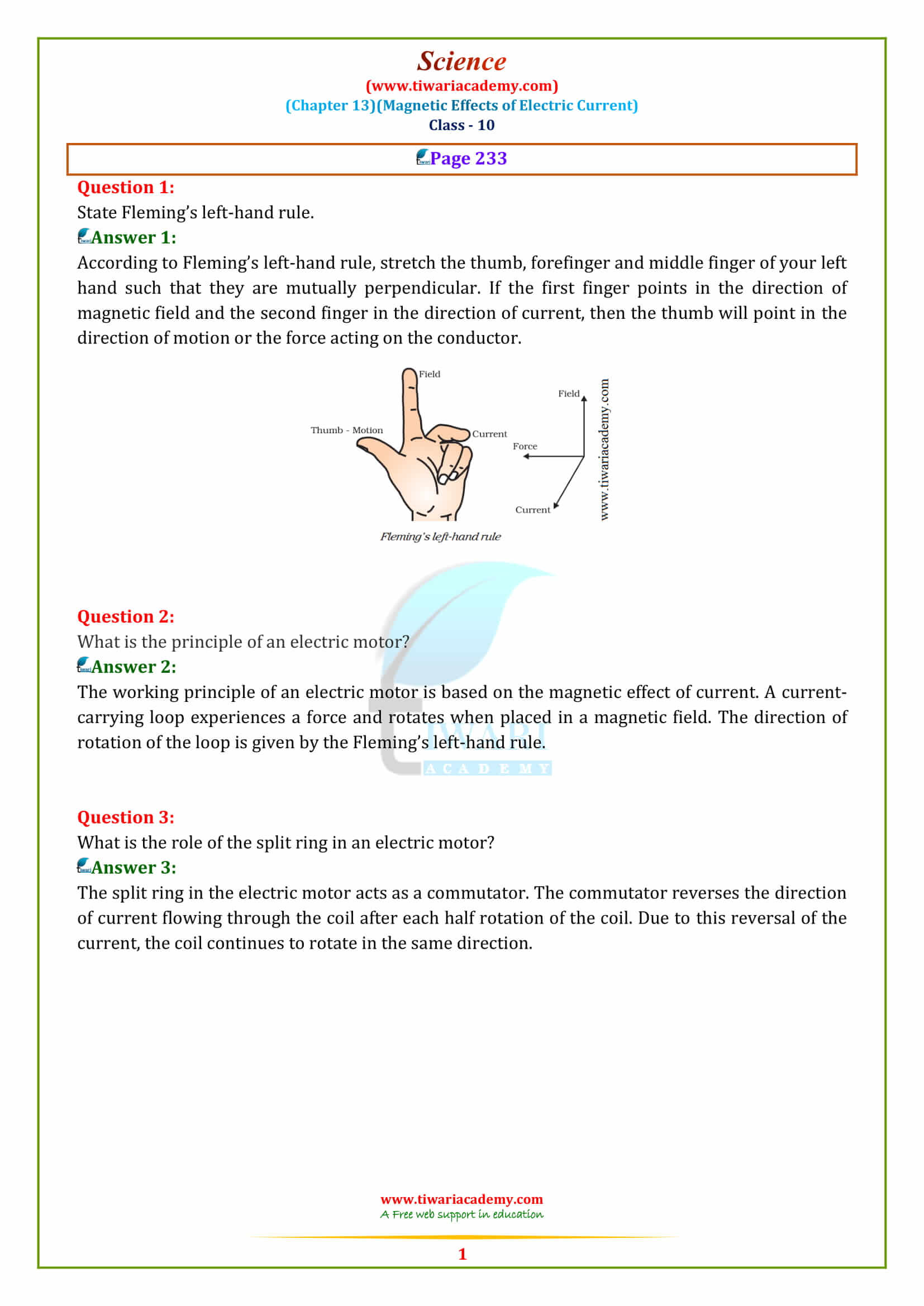 10 Science Intext Questions page 233