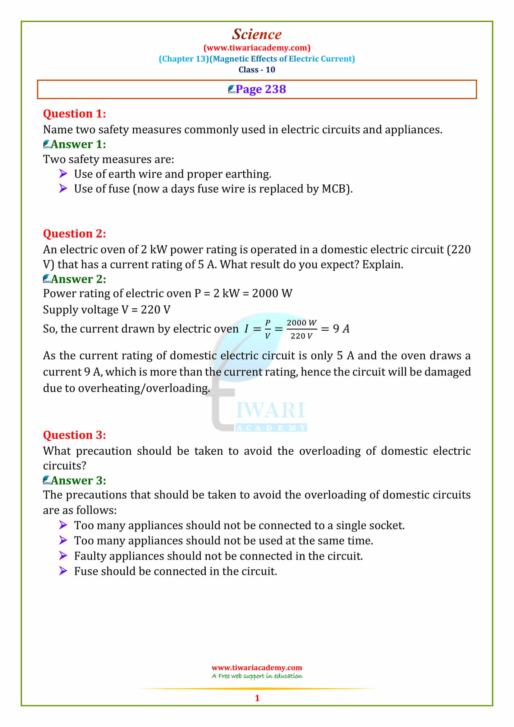 10 Science Intext Questions page 238