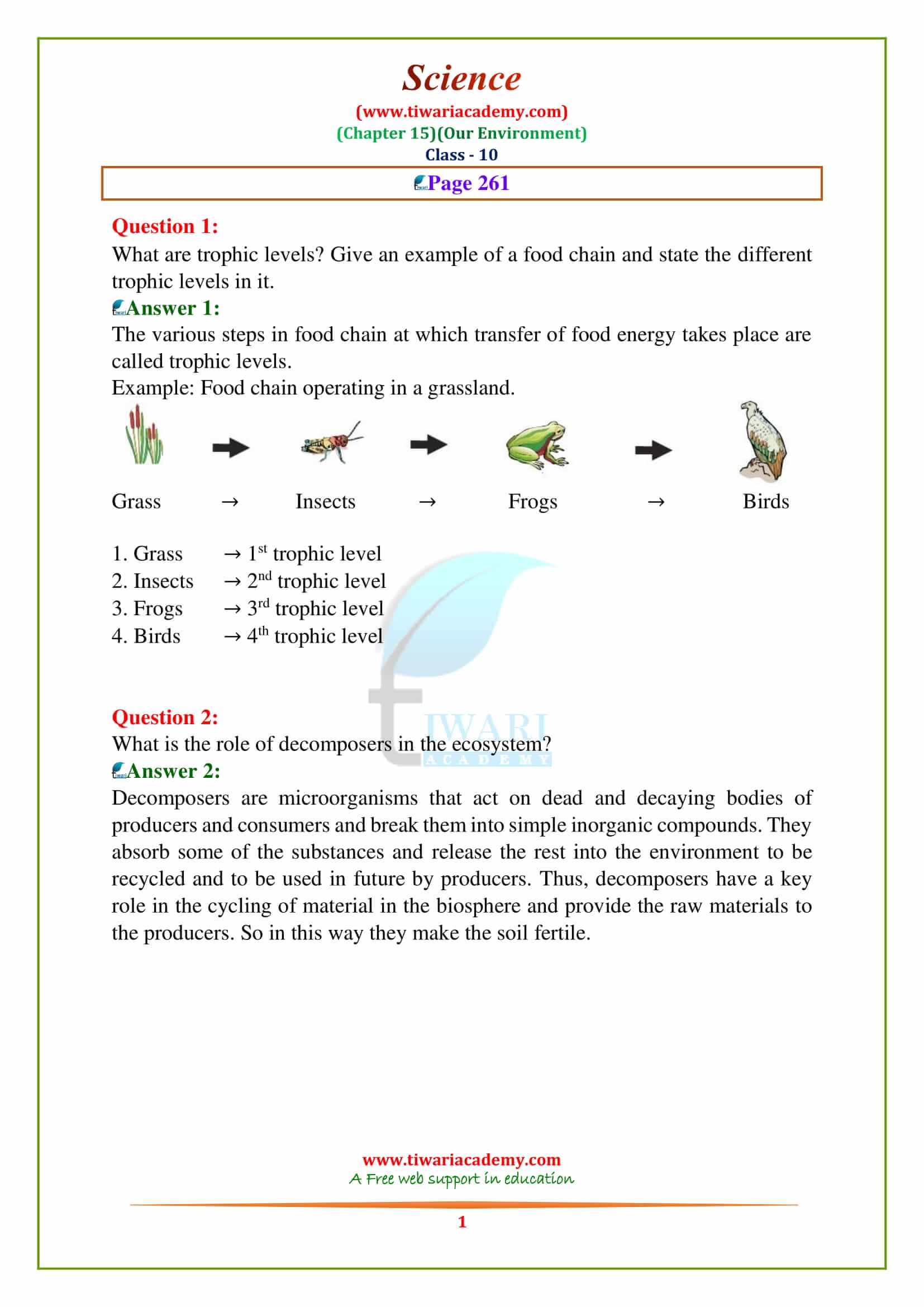 NCERT Solutions for Class 10 Science Chapter 15 Intext questions given on page 261