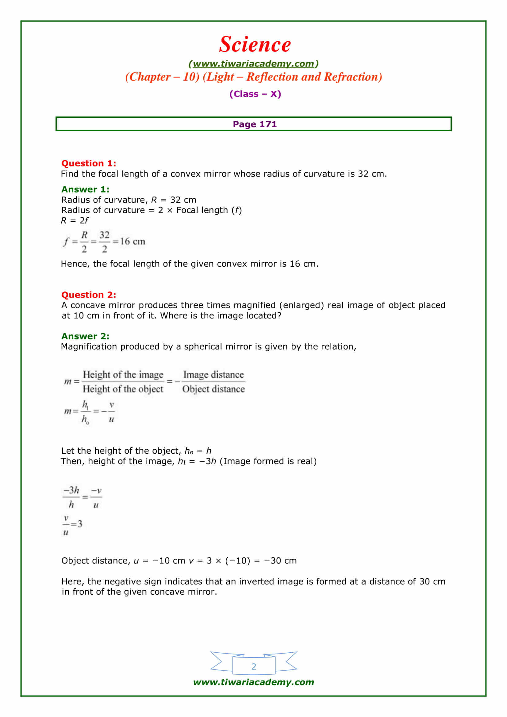 10 Science Chapter 10 page 171