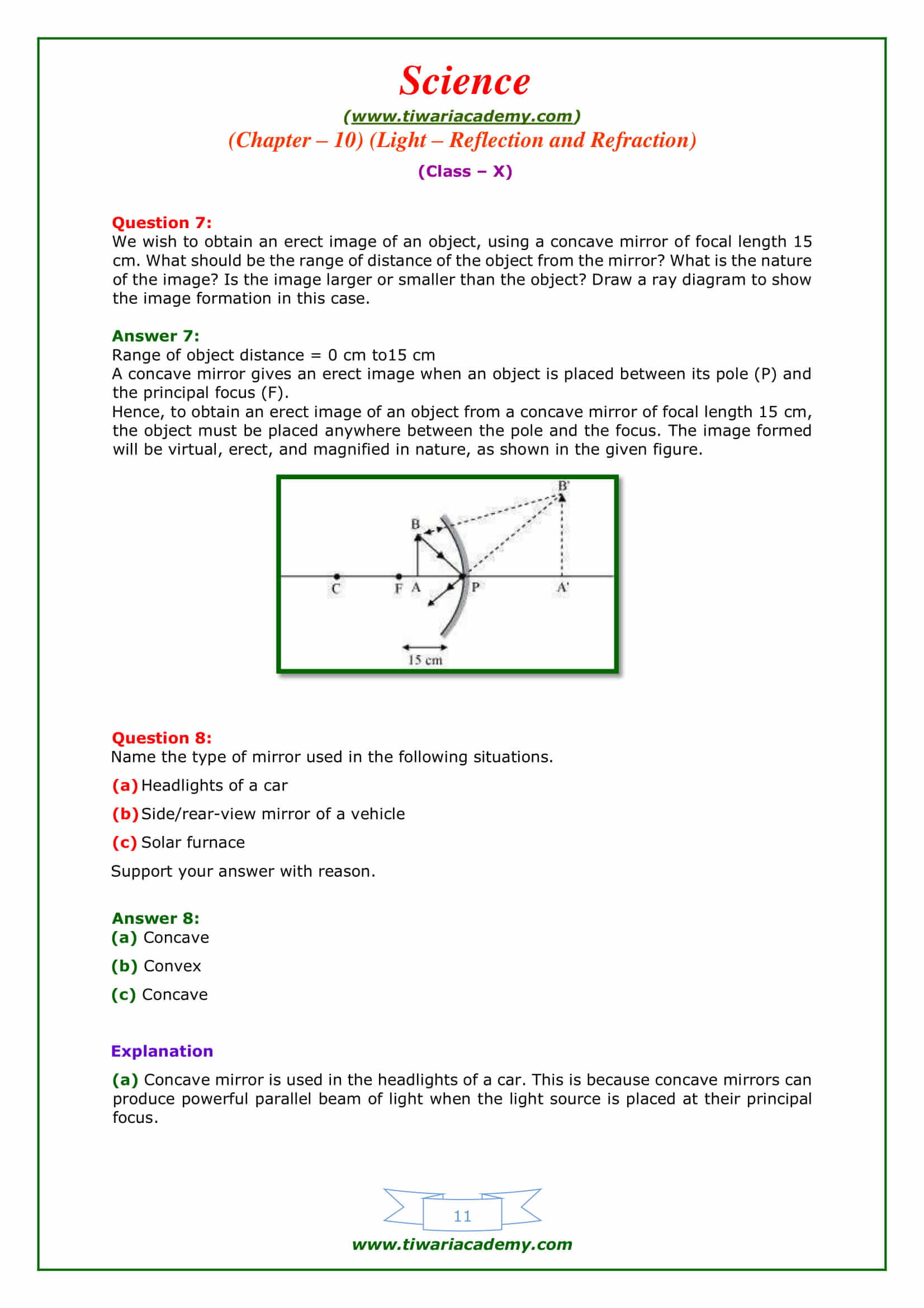 class 10 science chapter 10 all questions answers