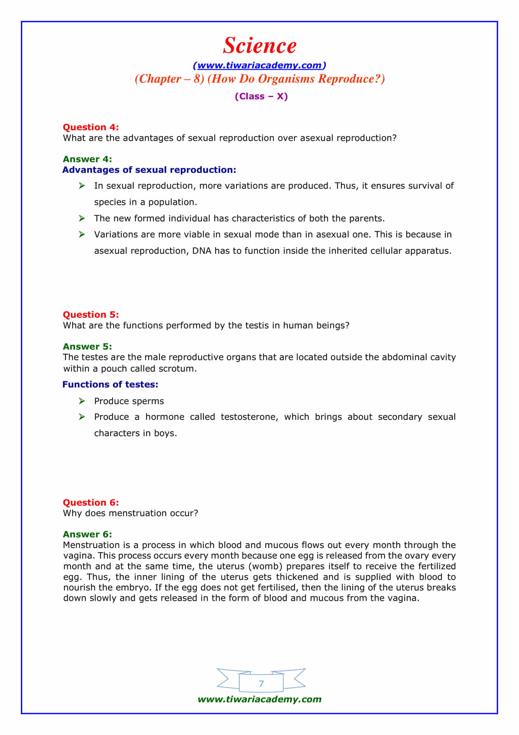 NCERT Solutions for Class 10 Science Chapter 8