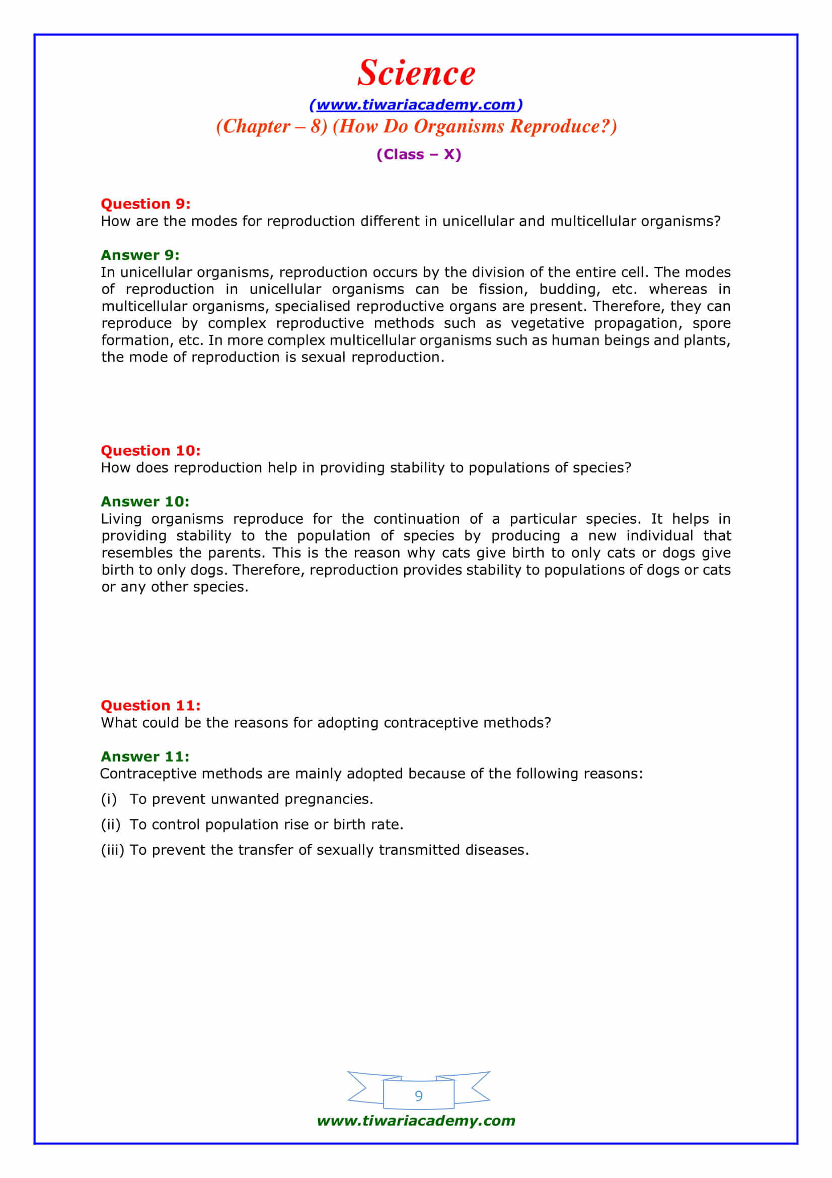 NCERT Solutions for Class 10 Science Chapter 8 in english medium