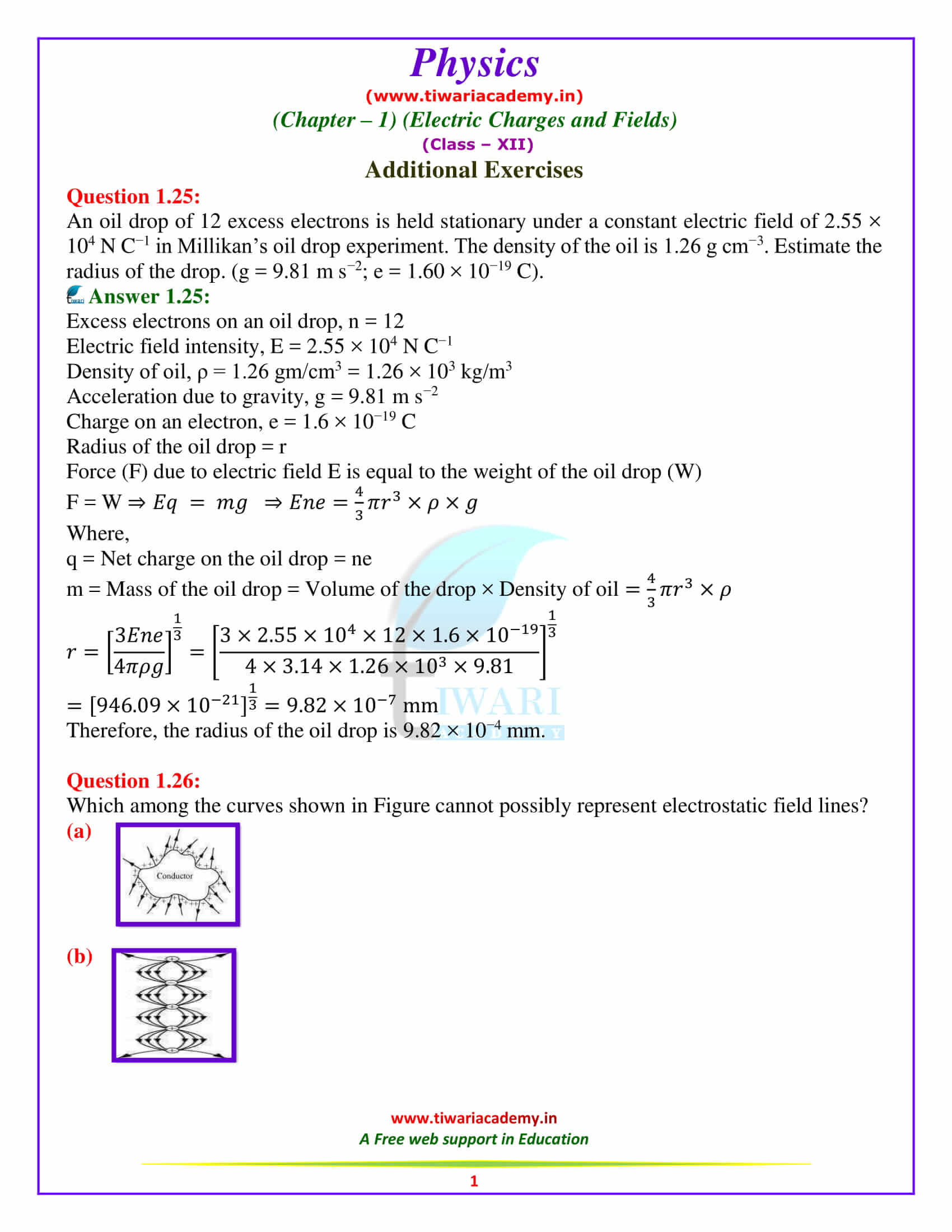 12 Physics chapter 1 Solutions additional exercises questions