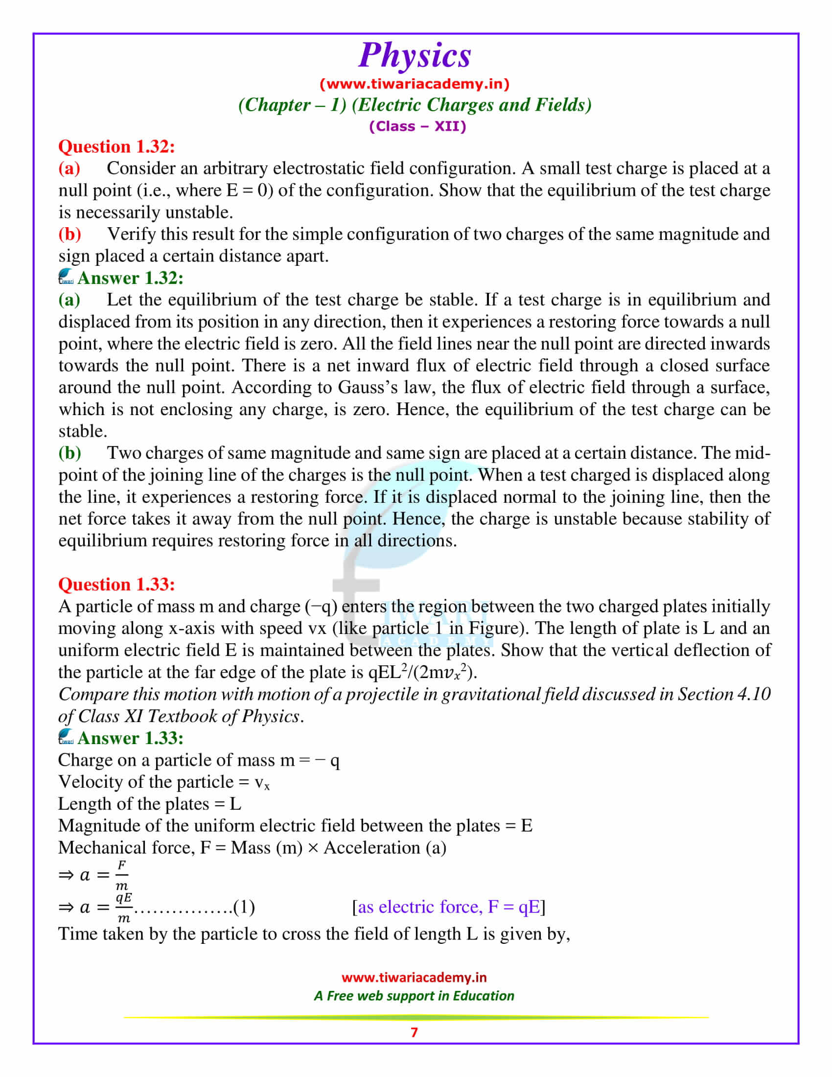 12 Physics chapter 1 Solutions additional exercises question 23 to all