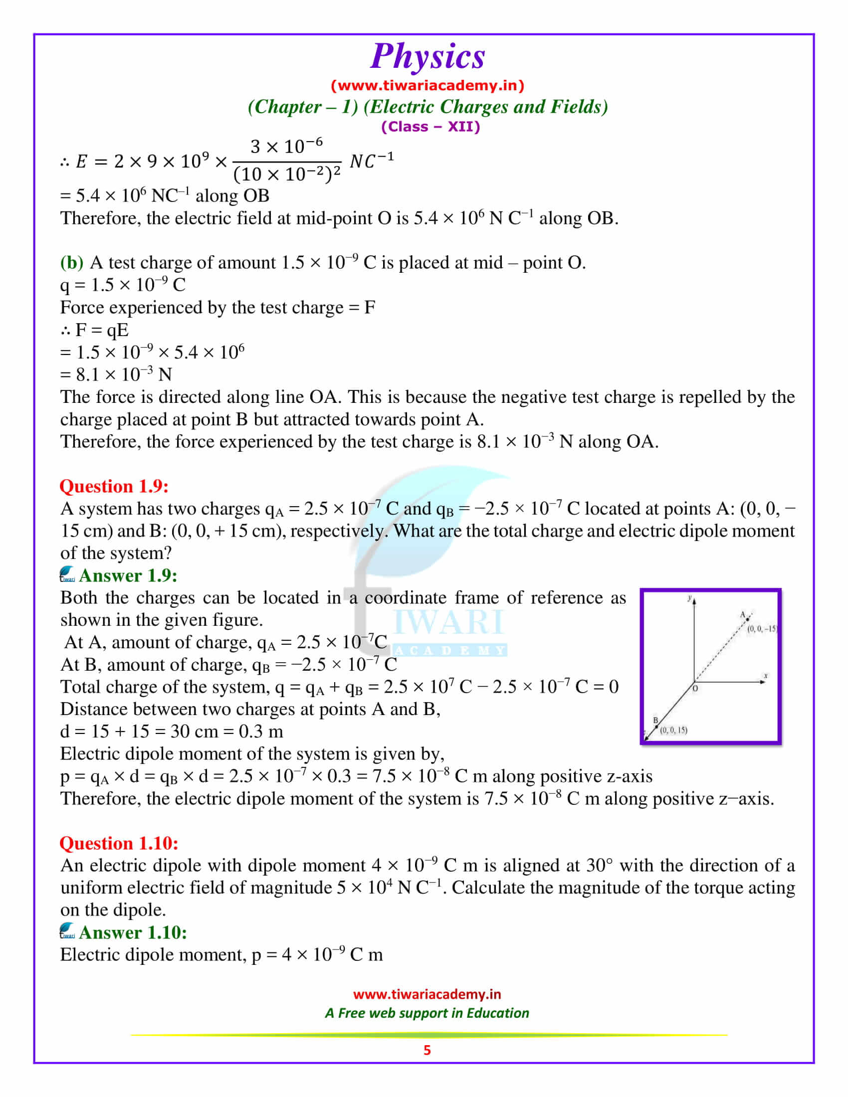 NCERT Solutions for Class 12 Physics Chapter 1 all questions answers